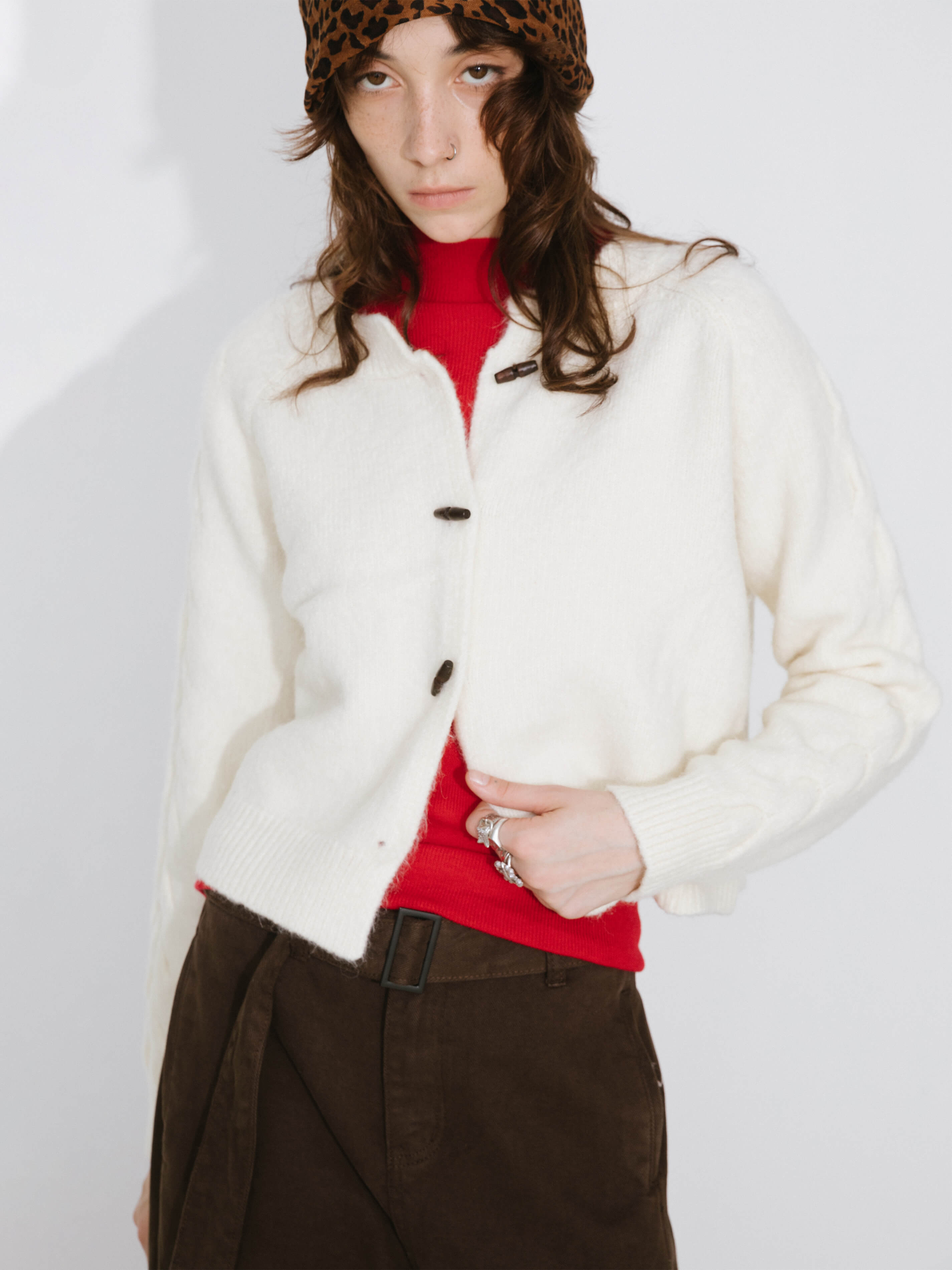 Crew Neck Short Knit Cardigan-2