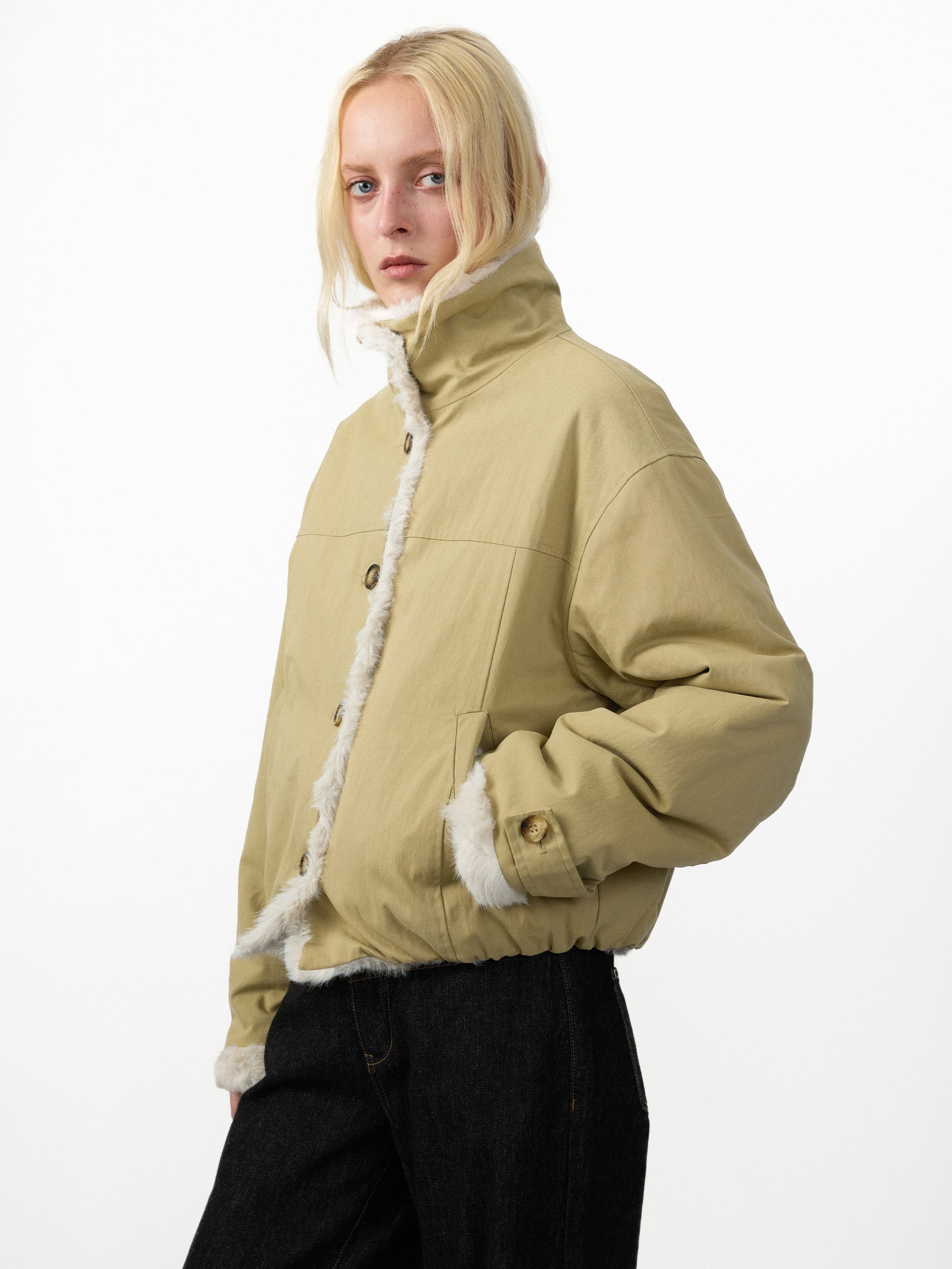 CUBIC Reversible Faux‑Fur Short Jacket-2