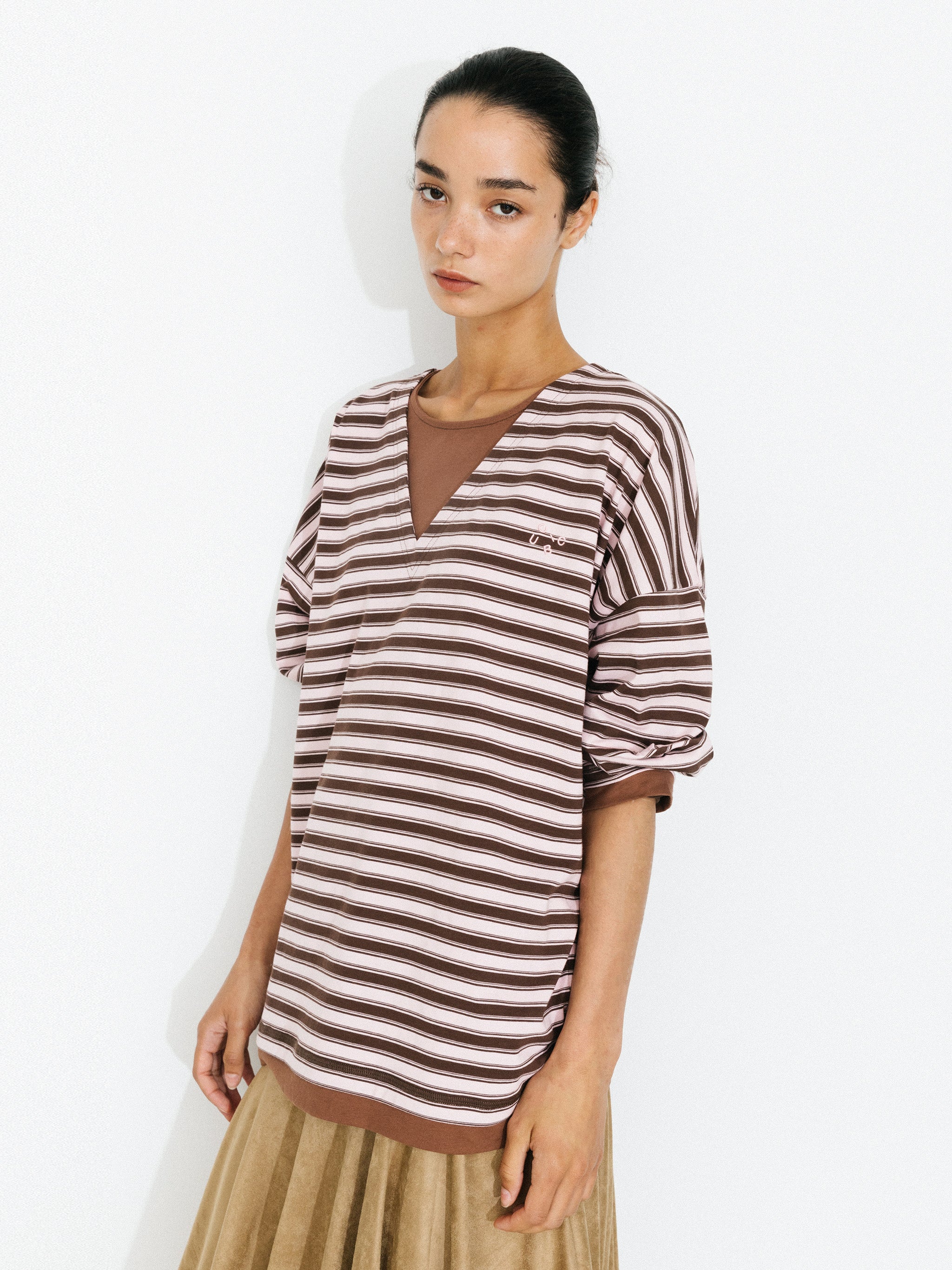Contrast Stripe Oversized Long-Sleeve Top-2