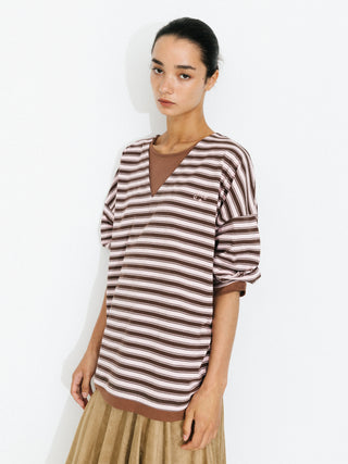Contrast Stripe Oversized Long-Sleeve Top
