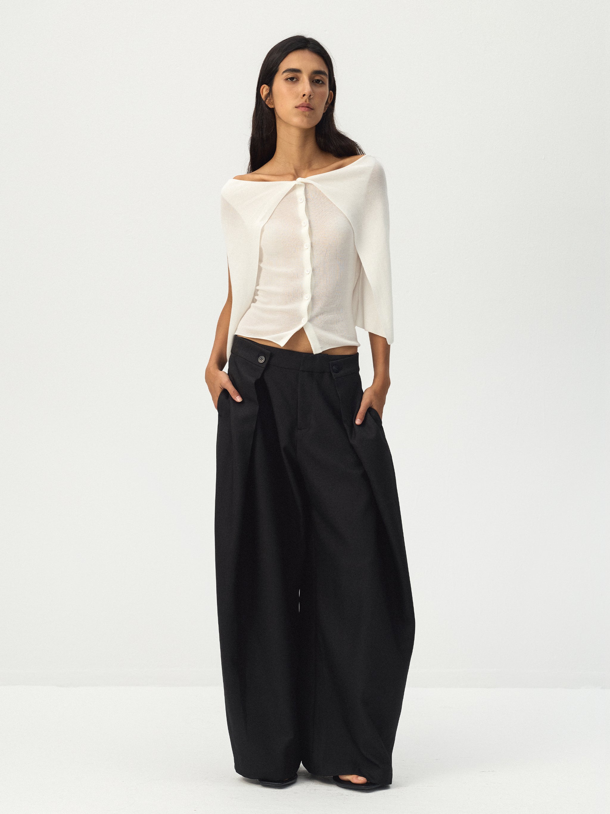 CUBIC Cape-Style Button Front Top-2