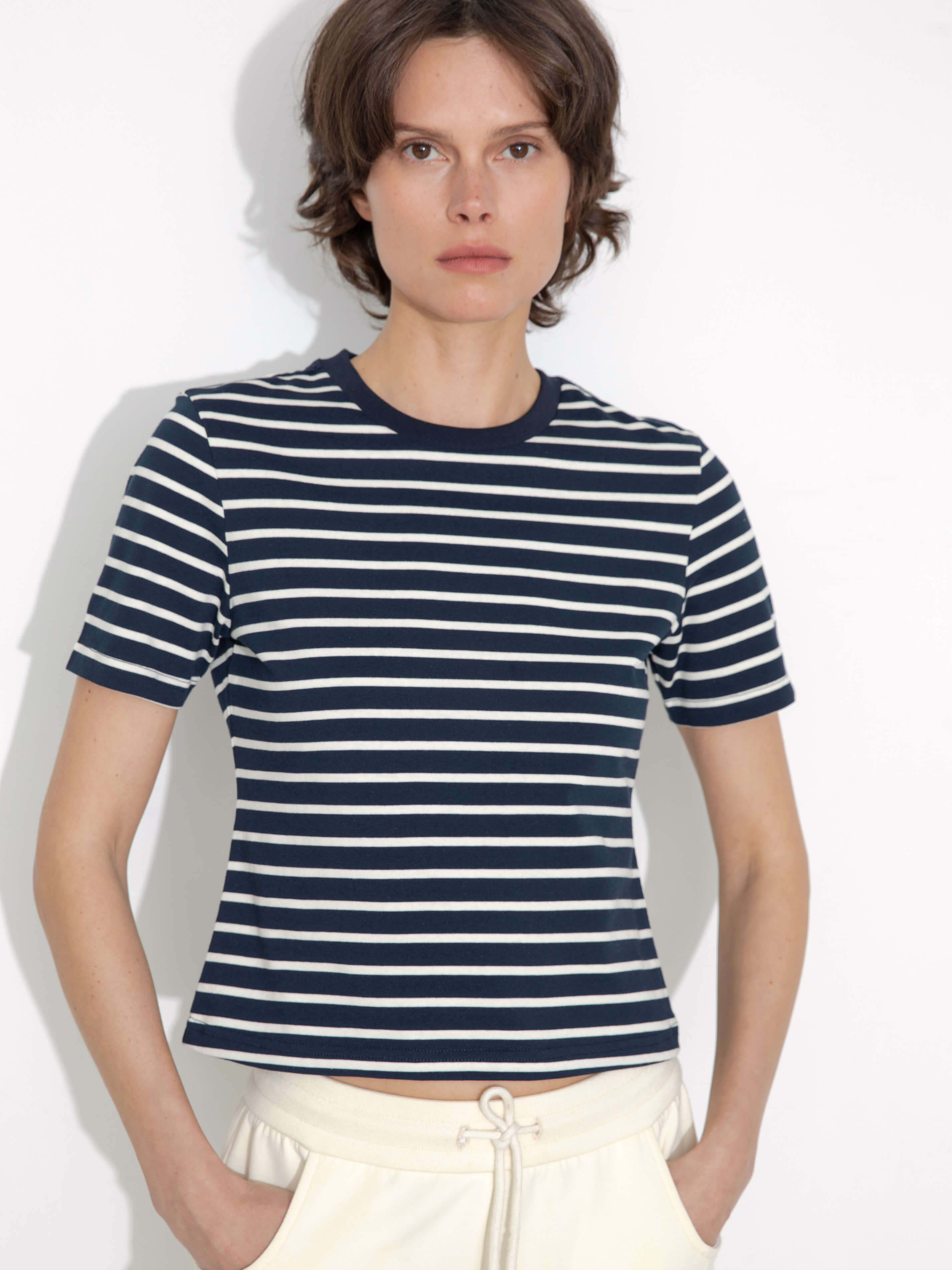 C by CUBIC Striped Basic Cotton T-Shirt-3