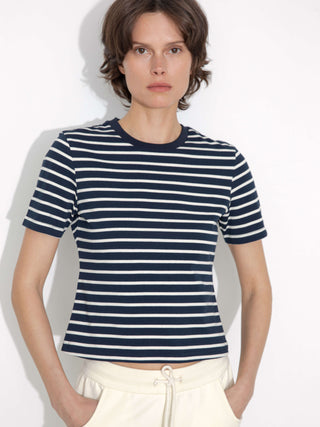 C by CUBIC Striped Basic Cotton T-Shirt