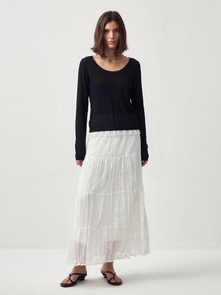 CUBIC Lace Trim Cropped Knit Top