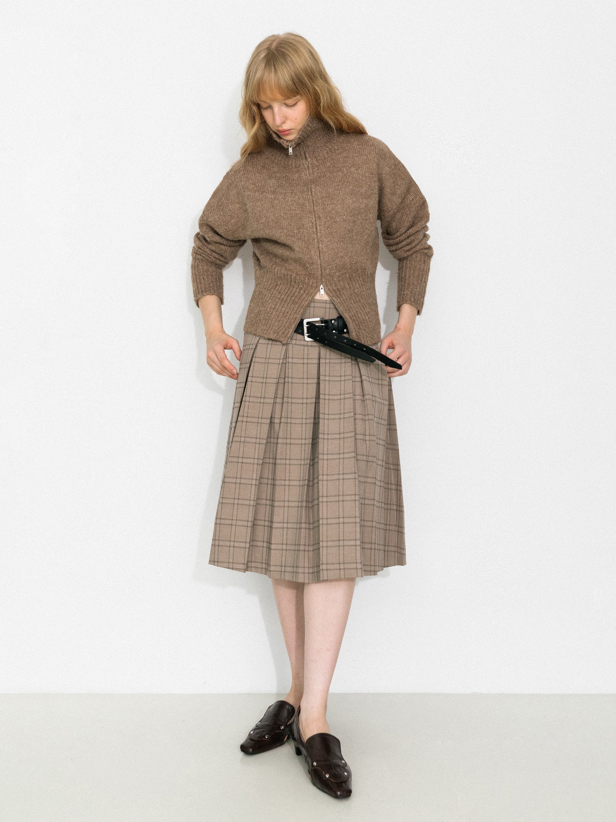 Classic Checked A-Line Pleated Mini Skirt-2