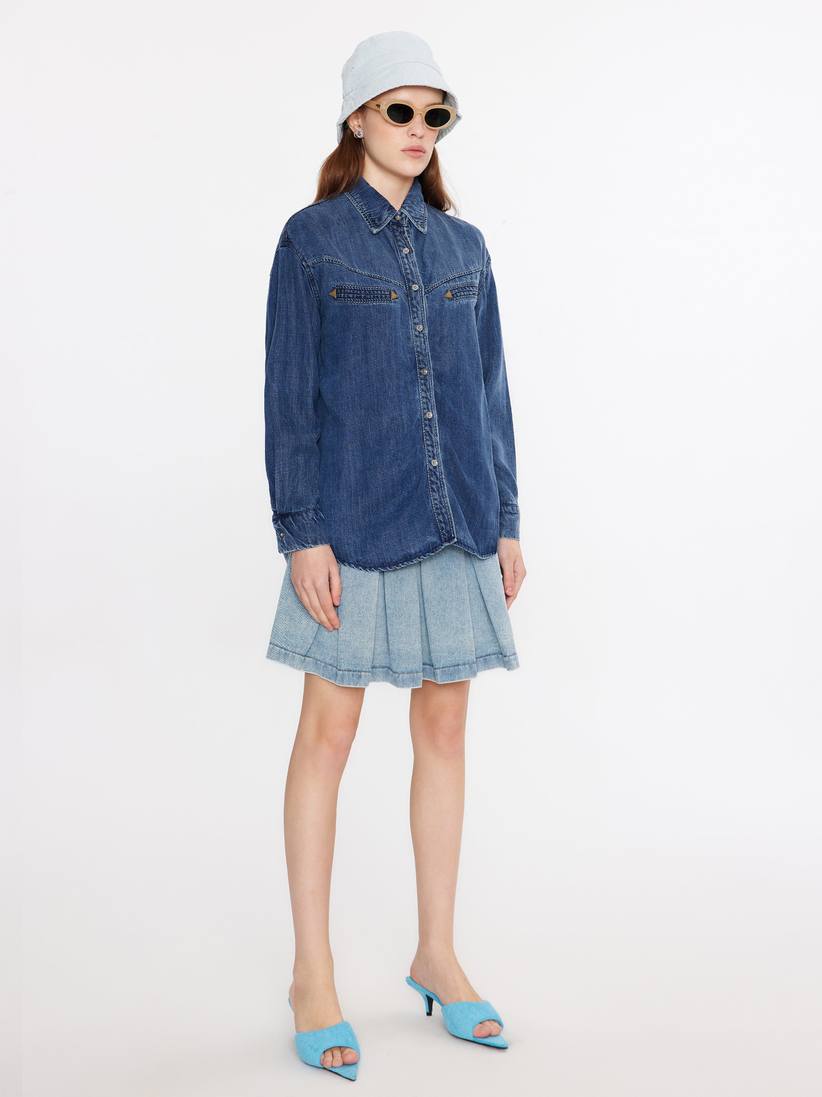 Blue Denim Western Shirt-3