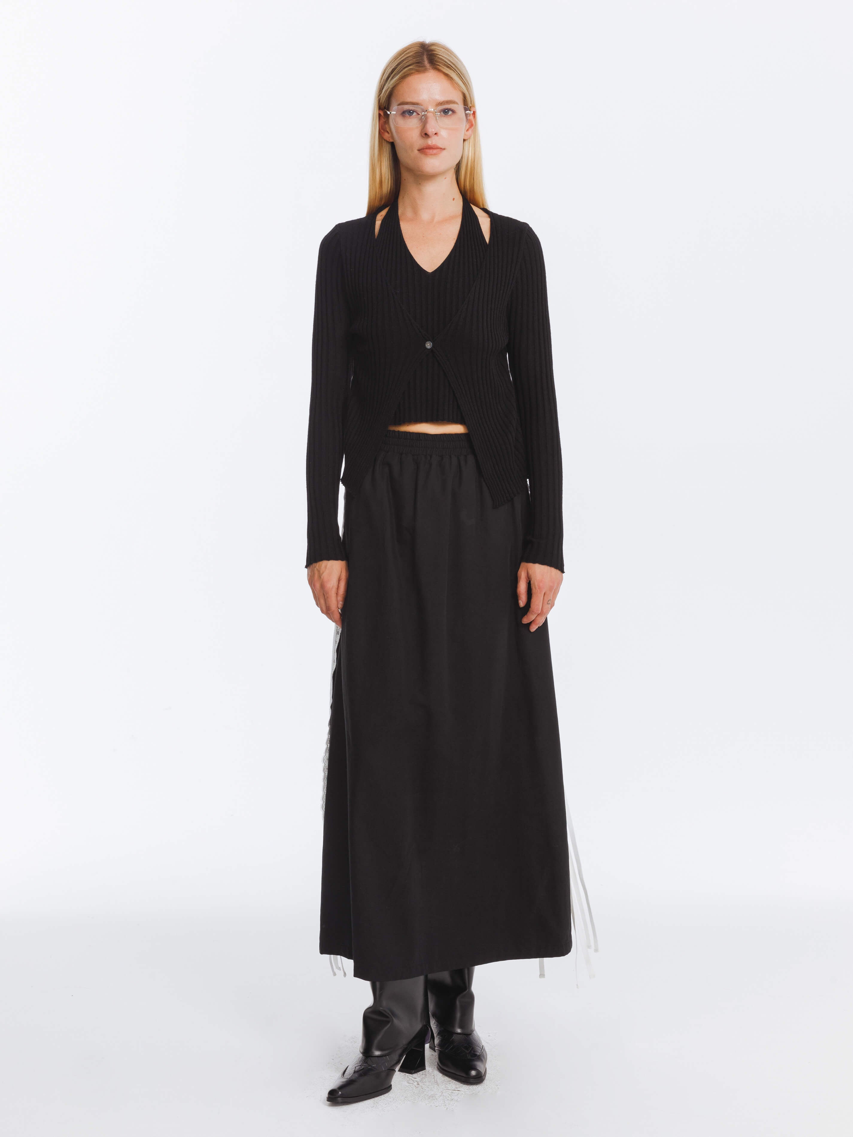 Cotton Skirt with Lace Trim-2