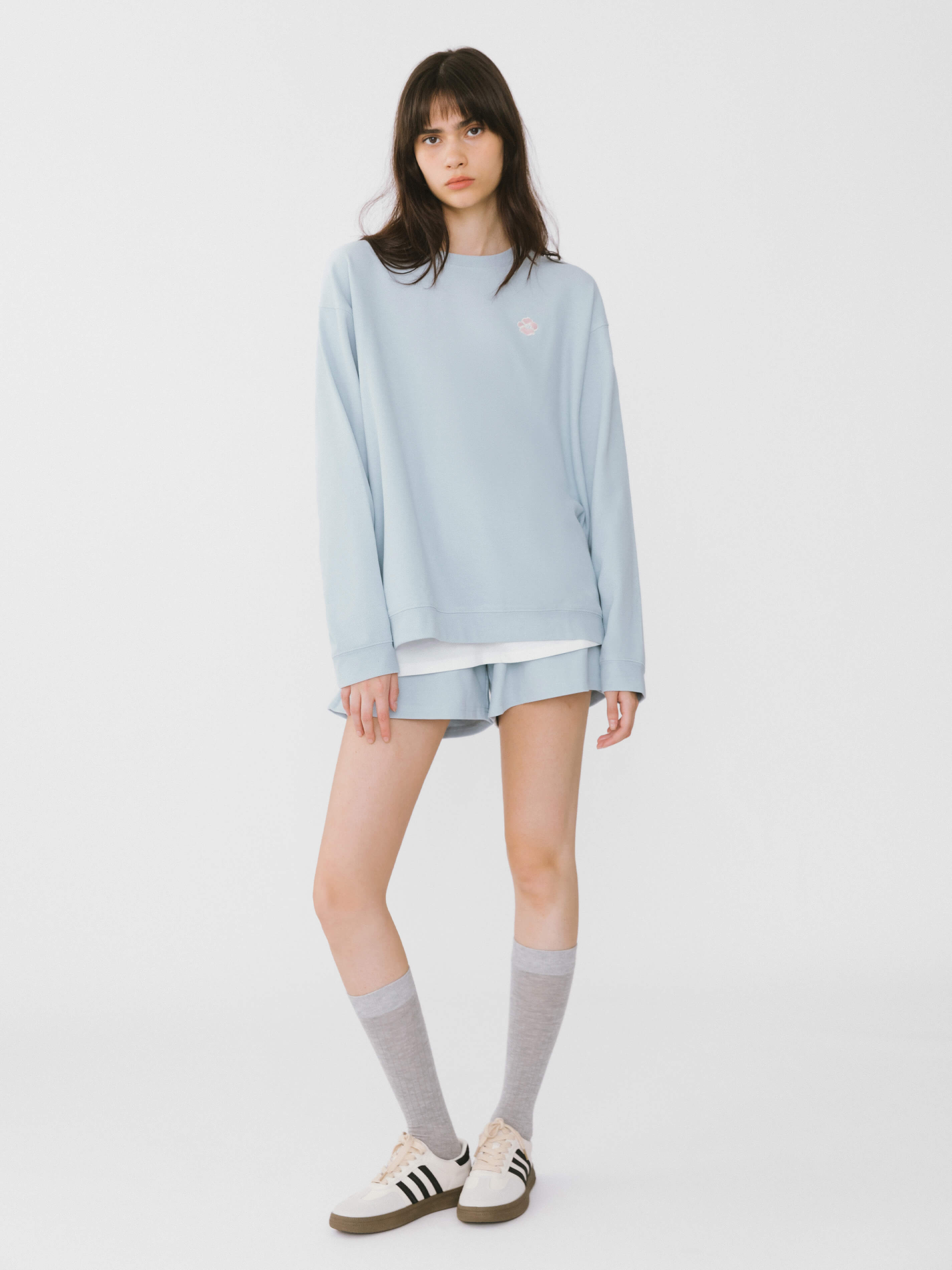 Oversized Long Sleeve T-Shirt and Matching Shorts-2