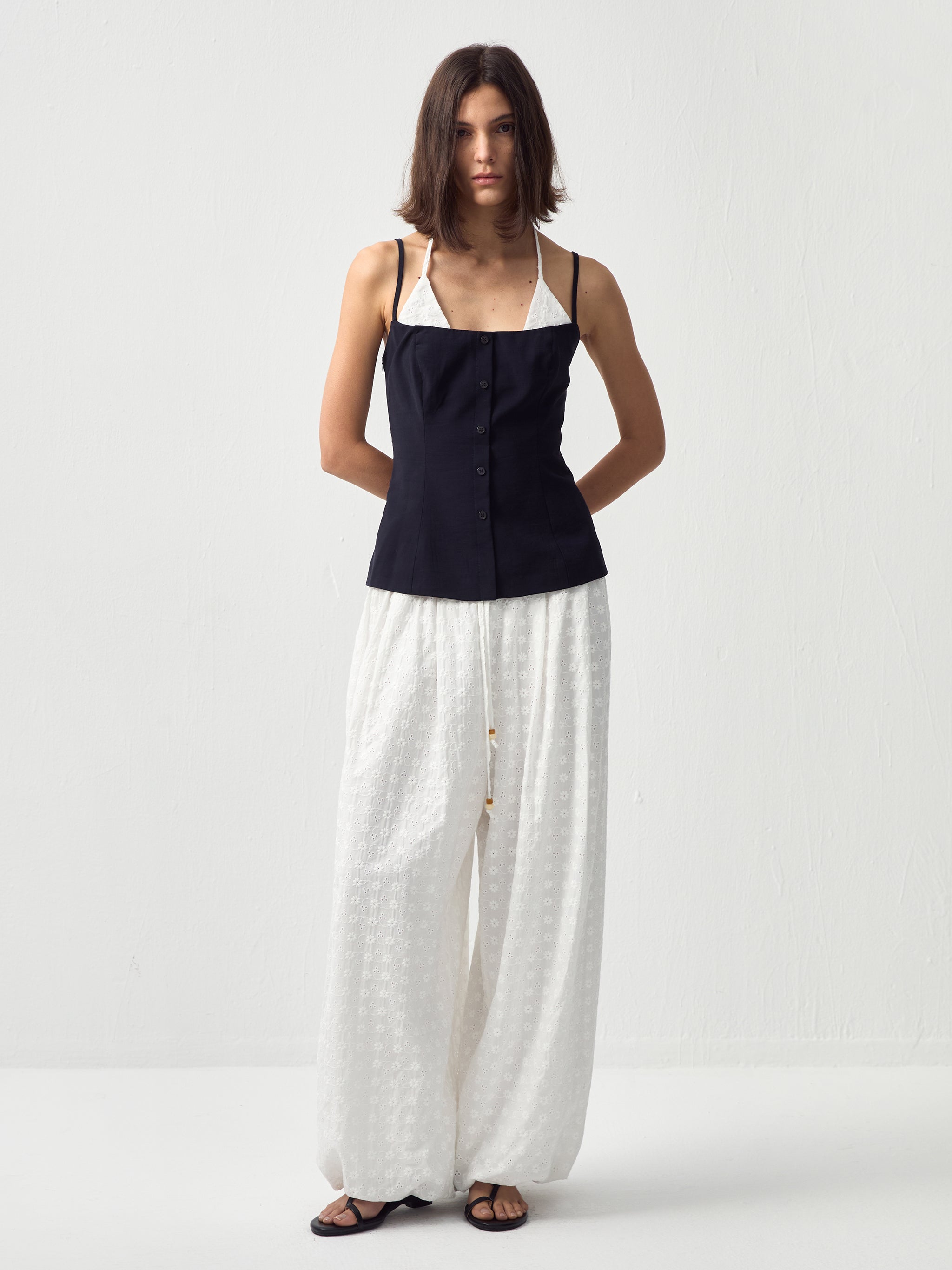 CUBIC Contrast Panel Deep V Knit Top
