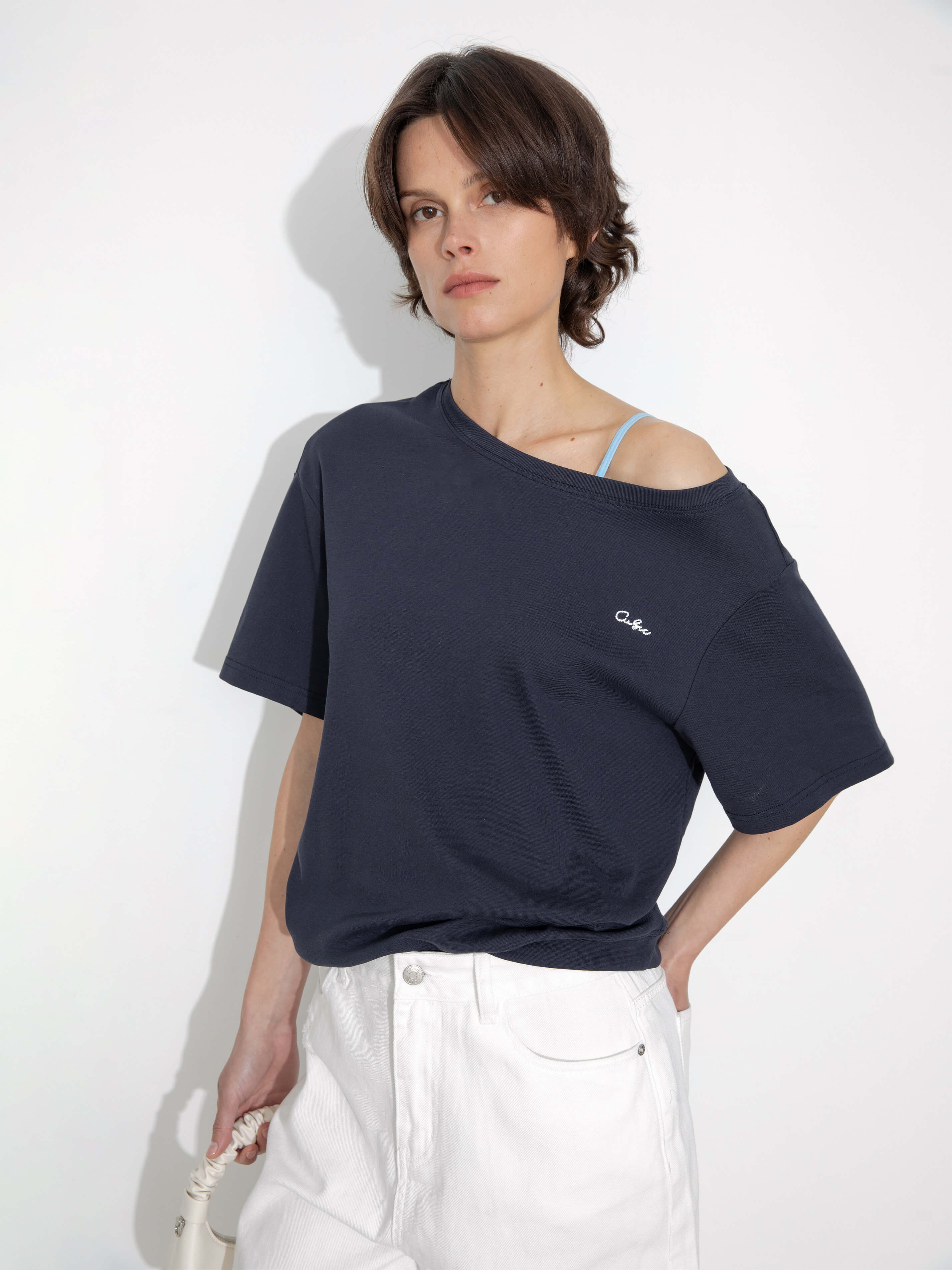 C by CUBIC Embroidered Off-Shoulder T-Shirt-3