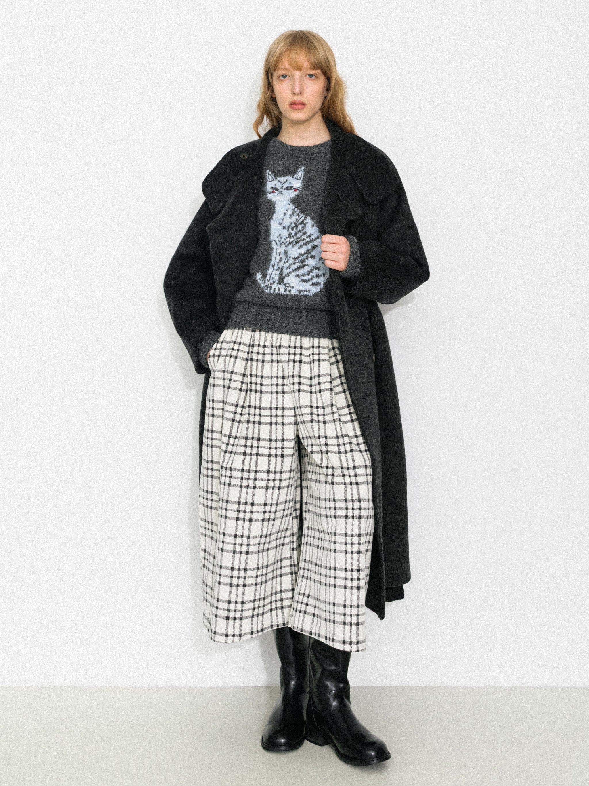 Classic Loose-Fit Stand Collar Wool-Blend Coat-2