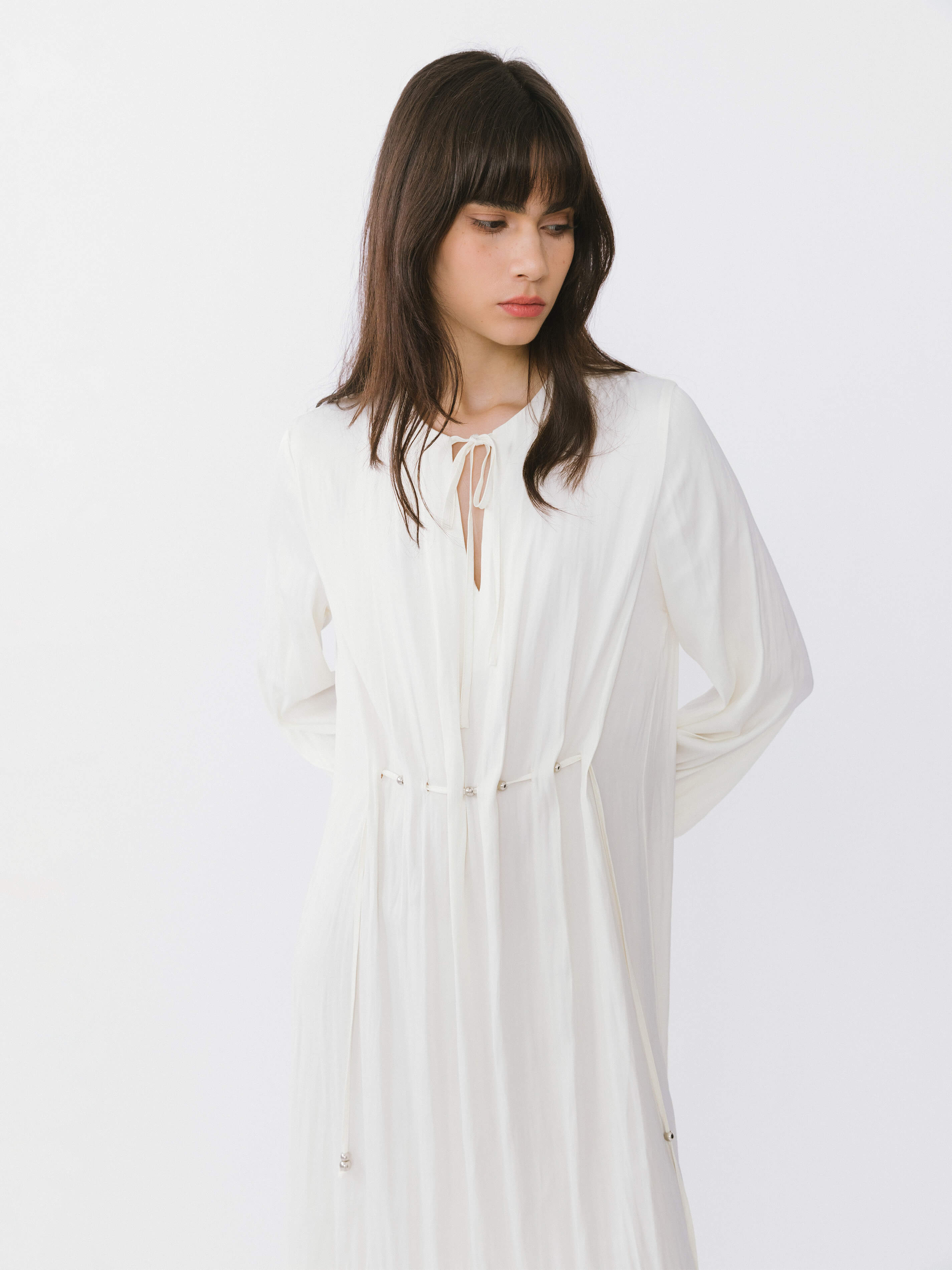 Tiered Long Sleeve A-line Dress-2