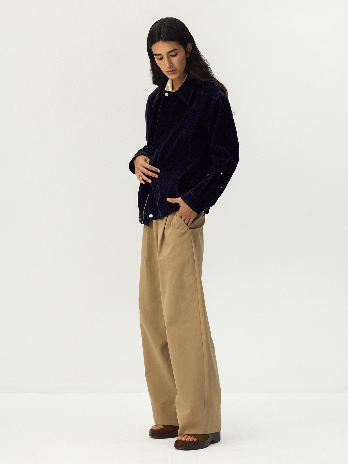 CUBIC Pleated Wide-Leg Trousers-3