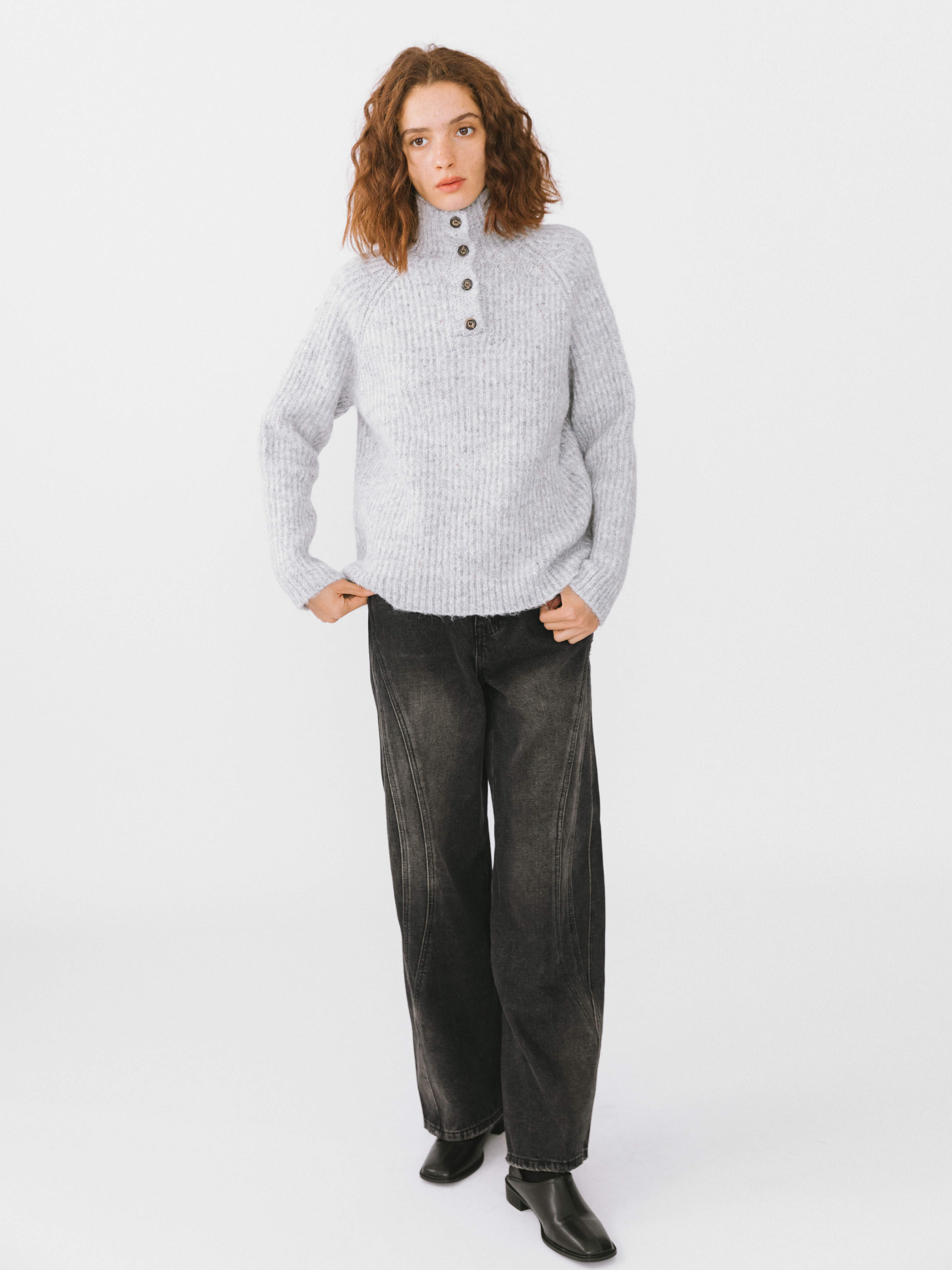 Vintage Style Straight leg Denim Jeans-2