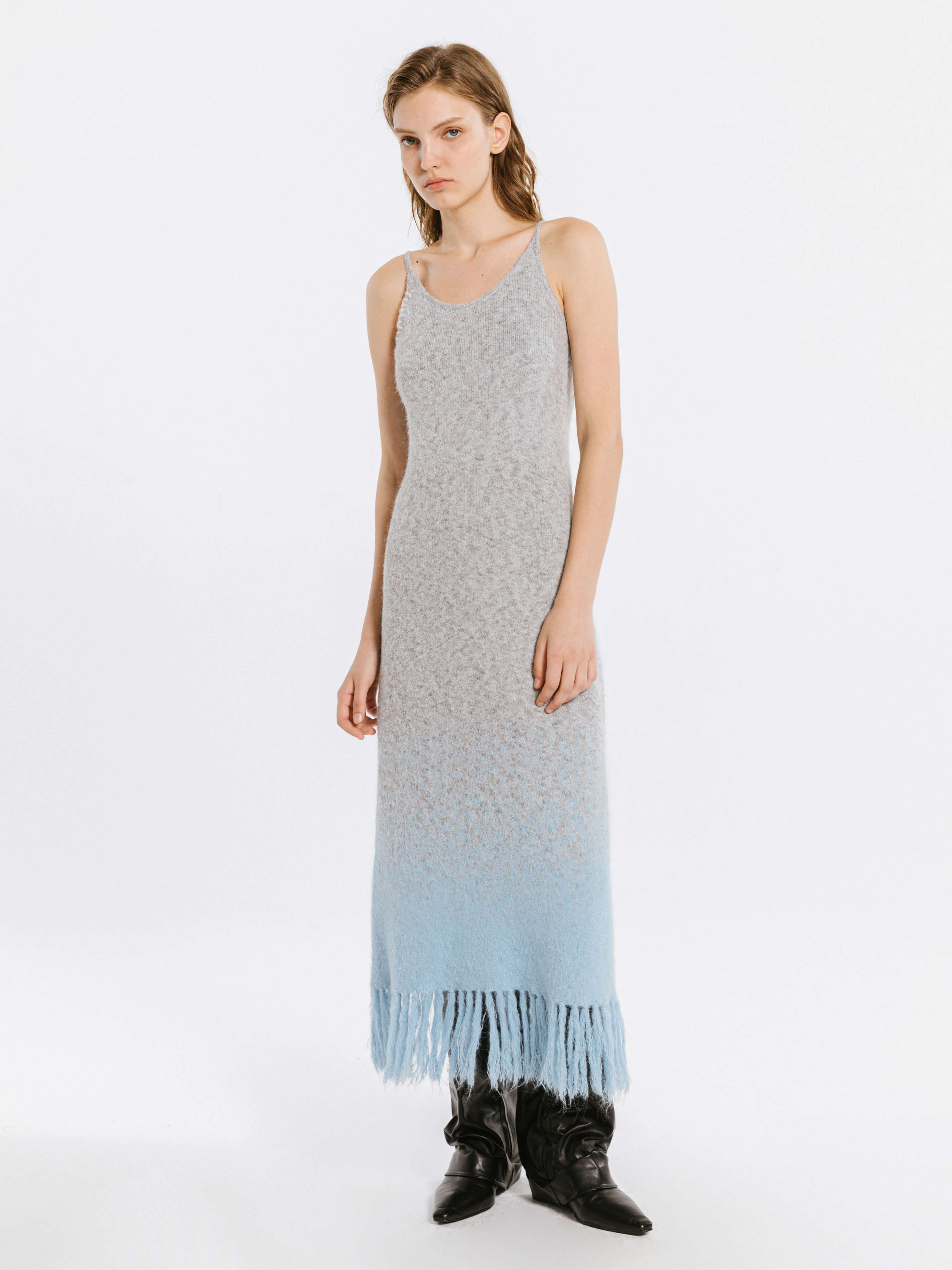 Gradient Knitted Maxi Dress with Wool Blend-2