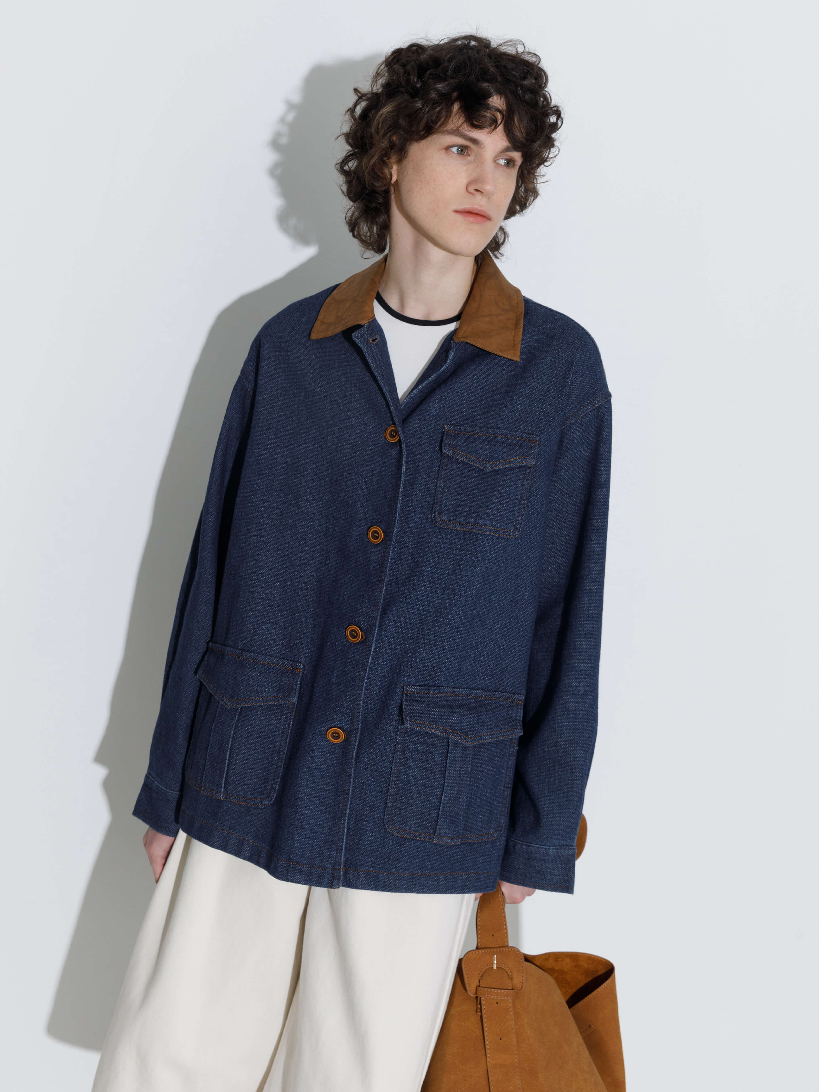 Retro Contrast Color Cotton Denim Jacket-2