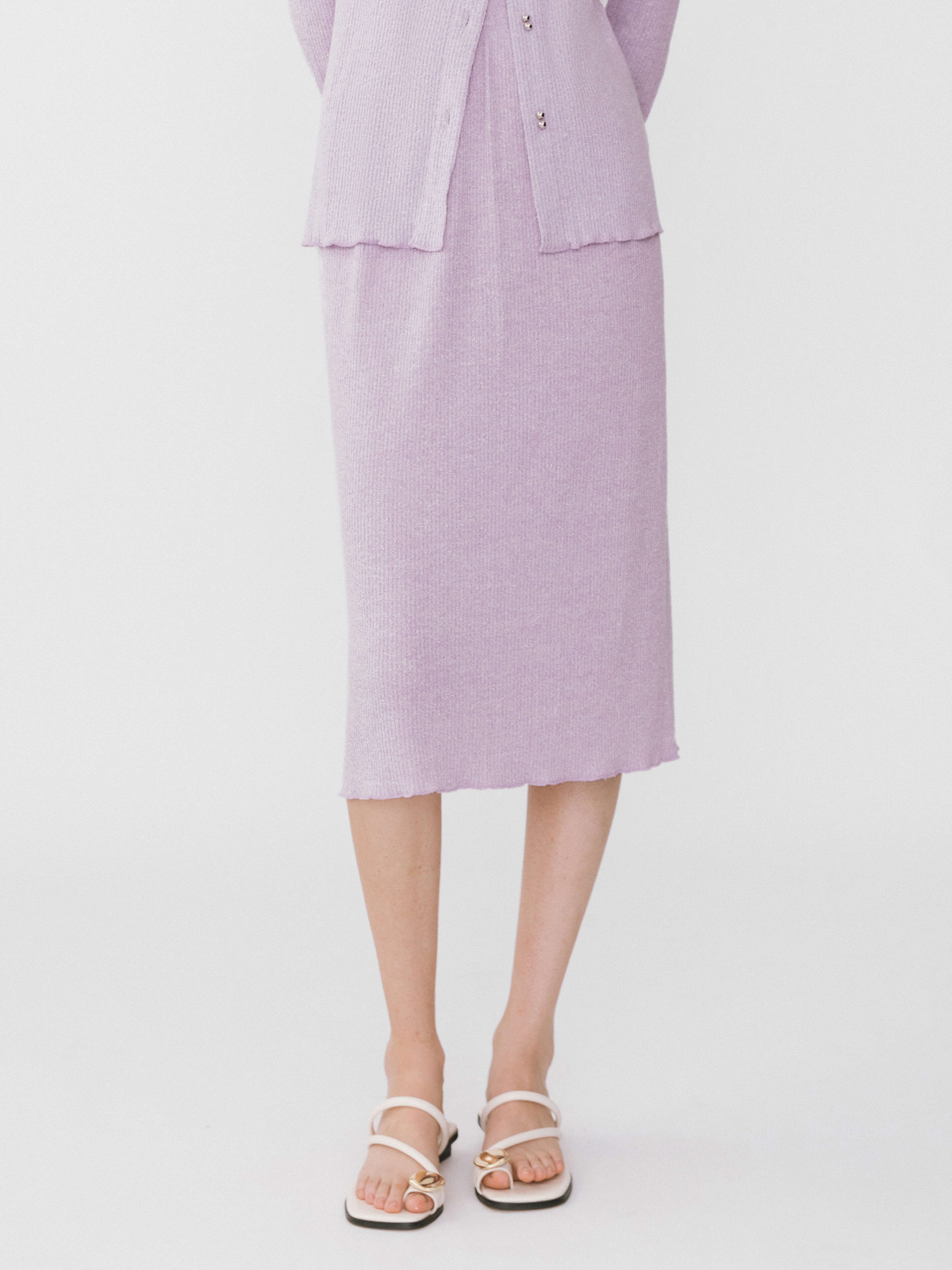 A-line Ribbed Knit Midi Skirt-2