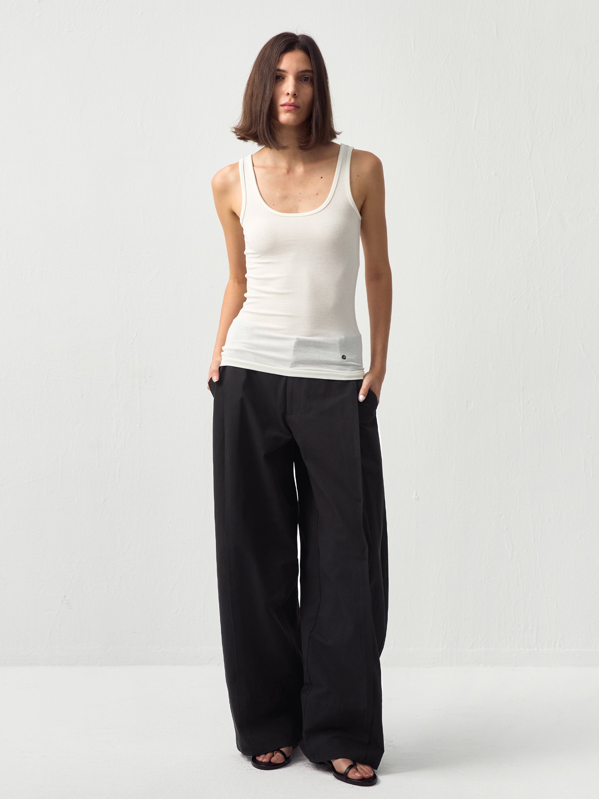 CUBIC Lyocell Wool Blend U-Neck Fitted Tank-2