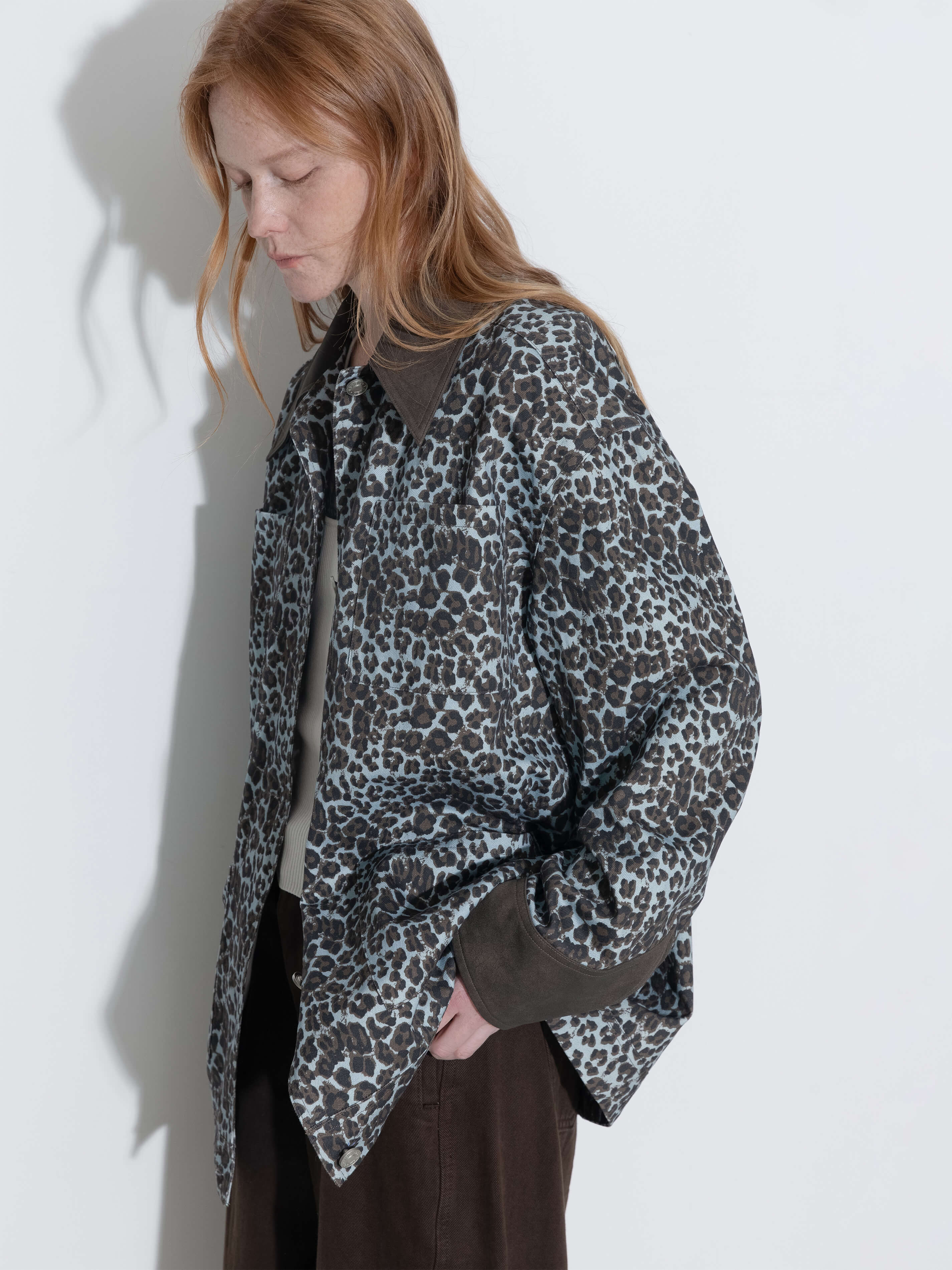 100% Cotton Leopard Print Color-Block Retro Casual Jacket-2