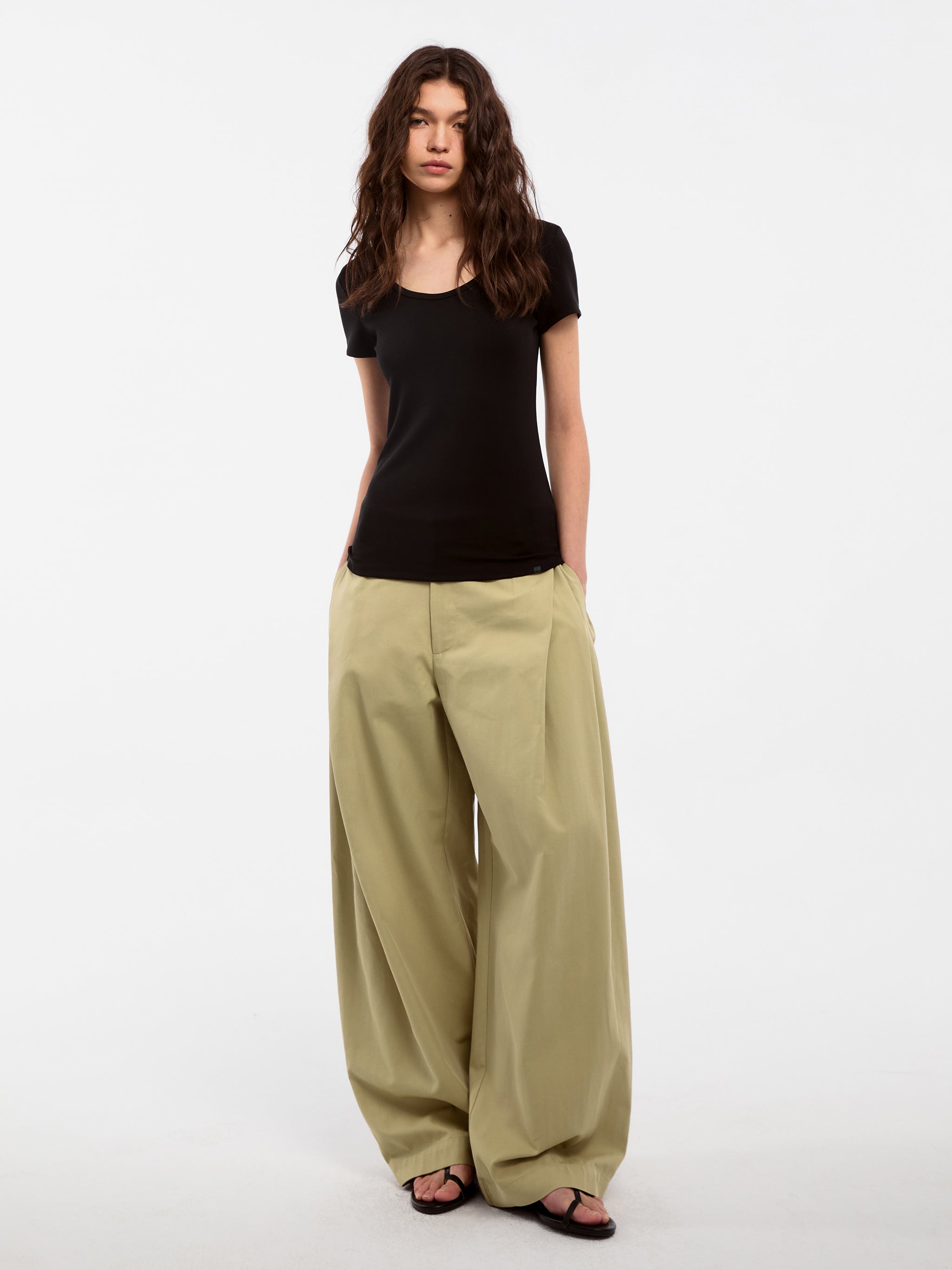 CUBIC Modal Long Slim Fit Crew Neck T-Shirt-2