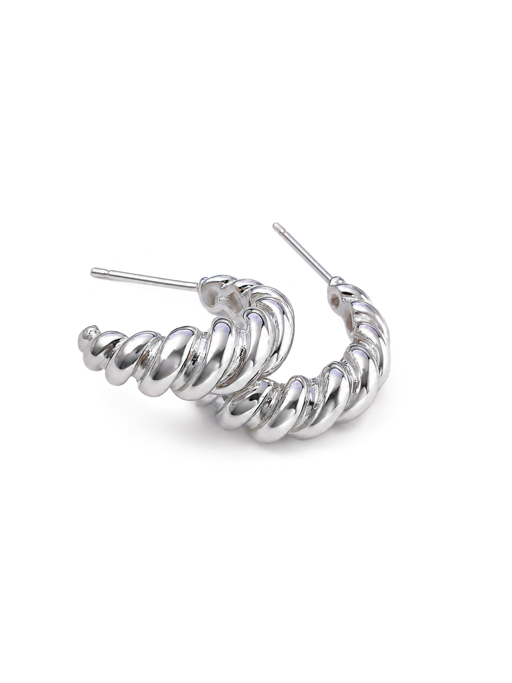 Twisted Textured Silver Stud Earrings-2
