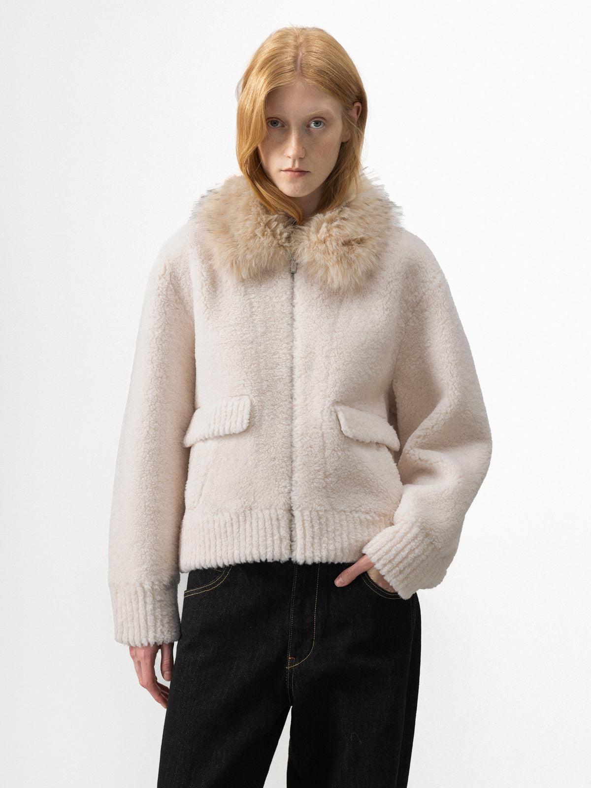 CUBIC Faux-Fur Collar Teddy Jacket-3