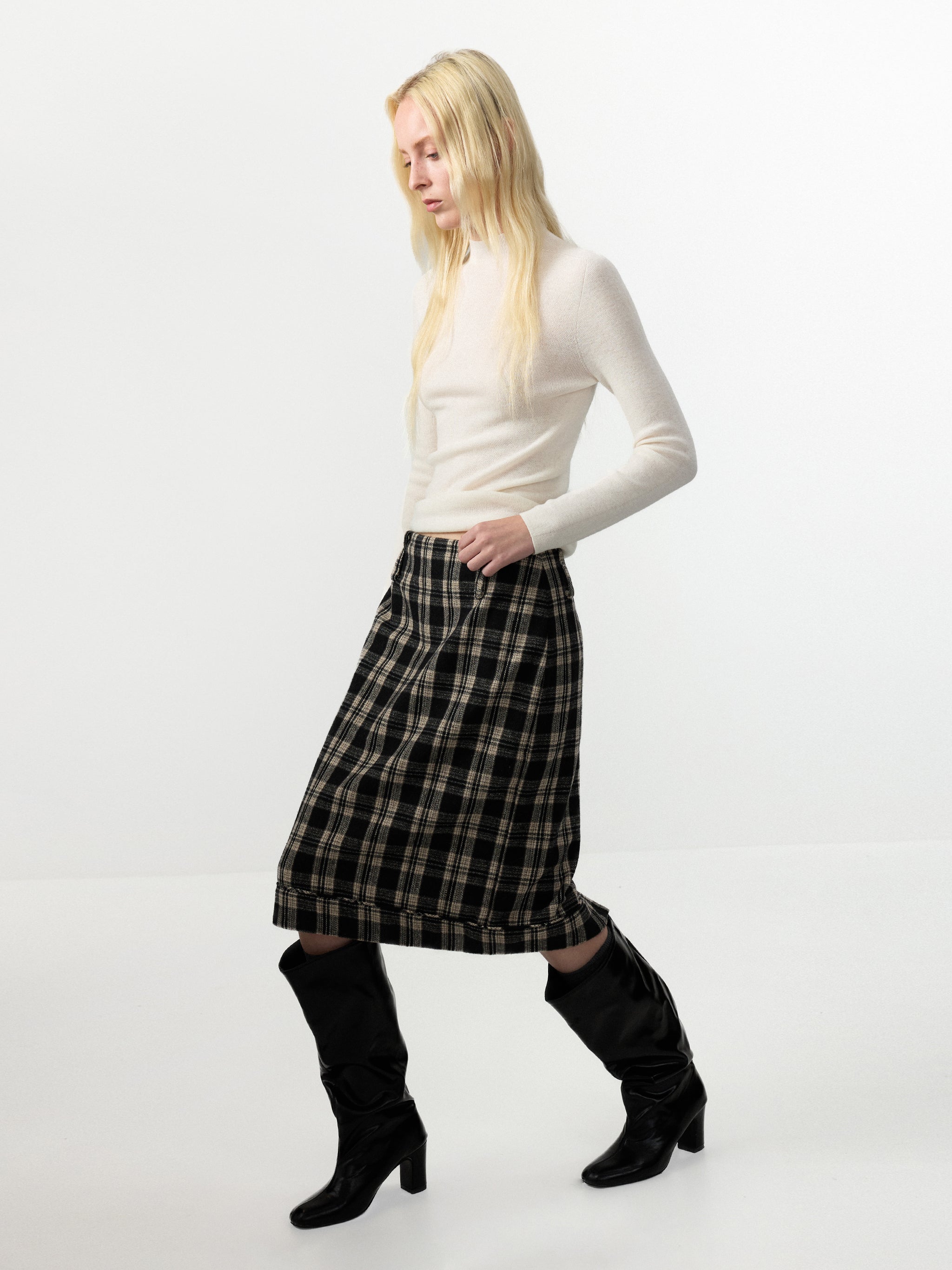 CUBIC Wool‑Blend Straight‑Leg Midi Skirt-2