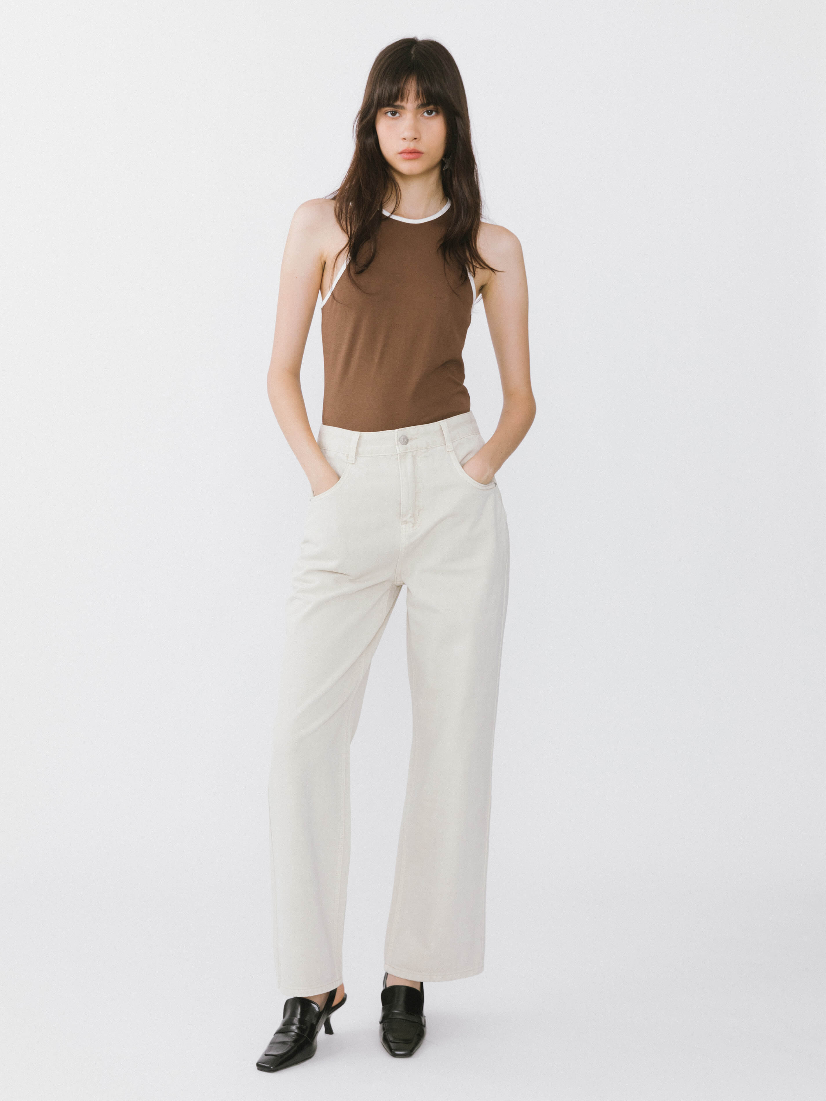 Contrast Cutaway Tank Top-2