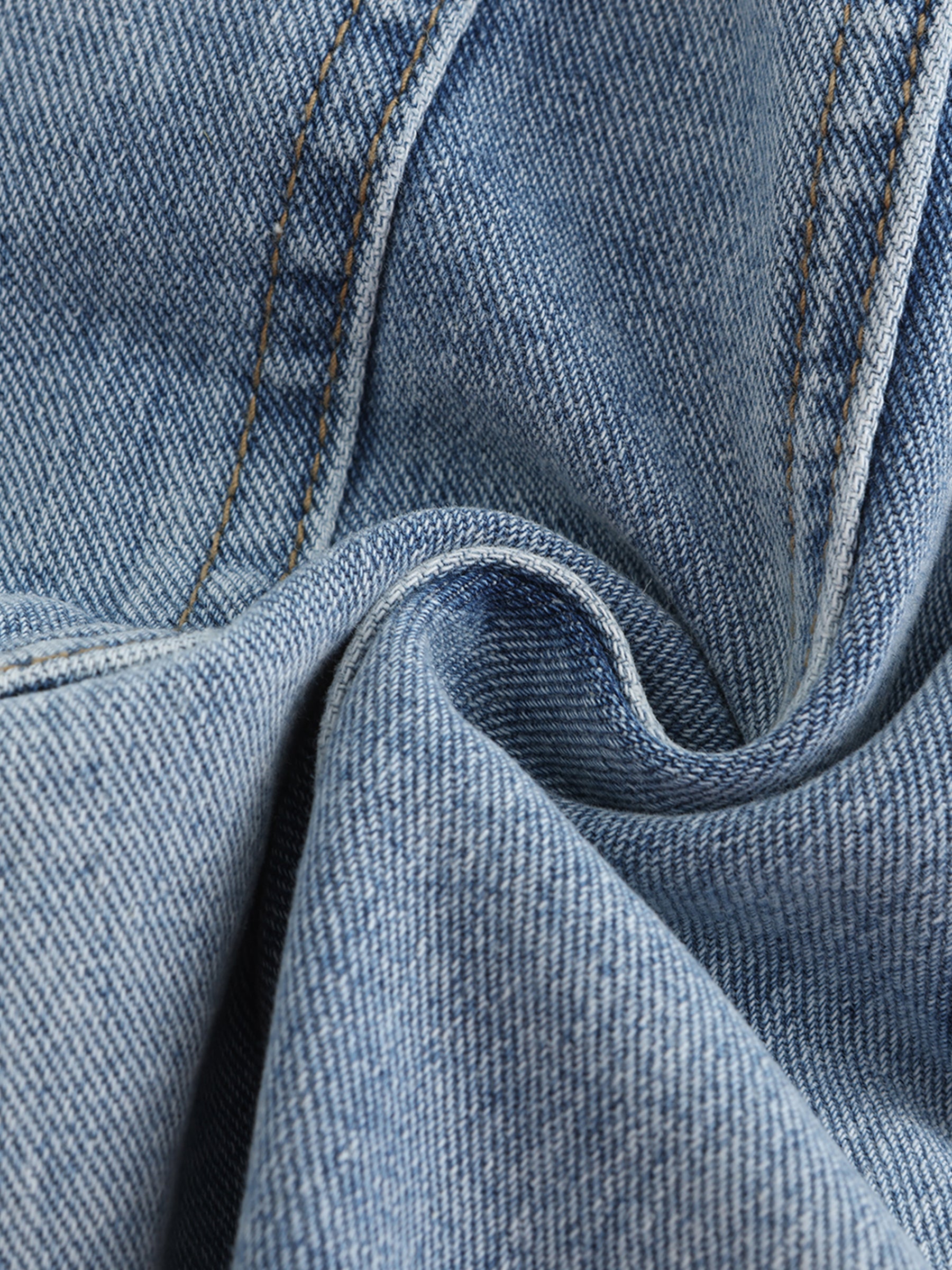 Light Blue Panelled Denim Mini Skirt-9