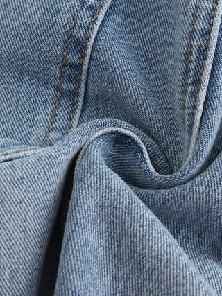 Light Blue Panelled Denim Mini Skirt