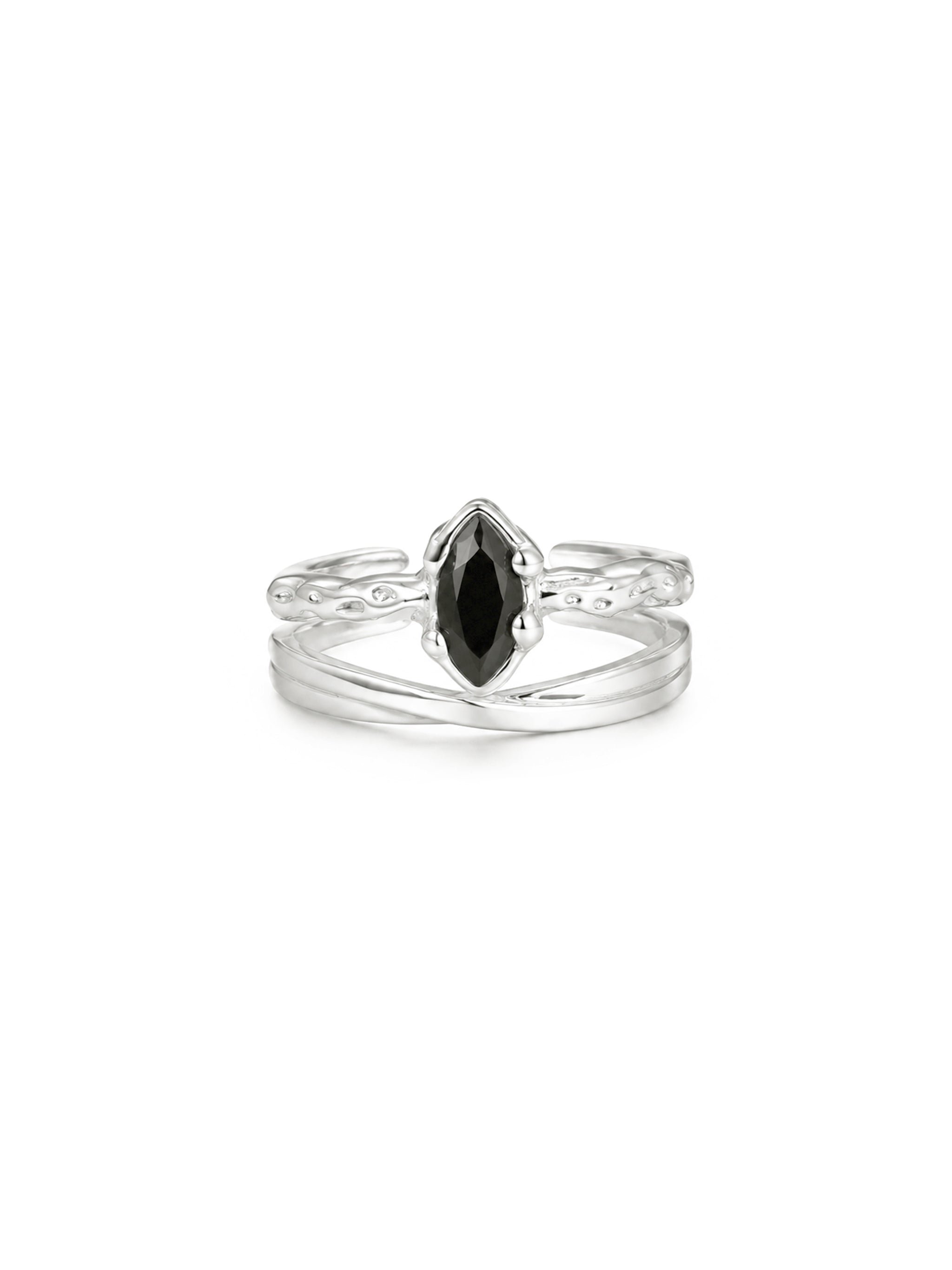 Twisted Zircon Silver Ring-2