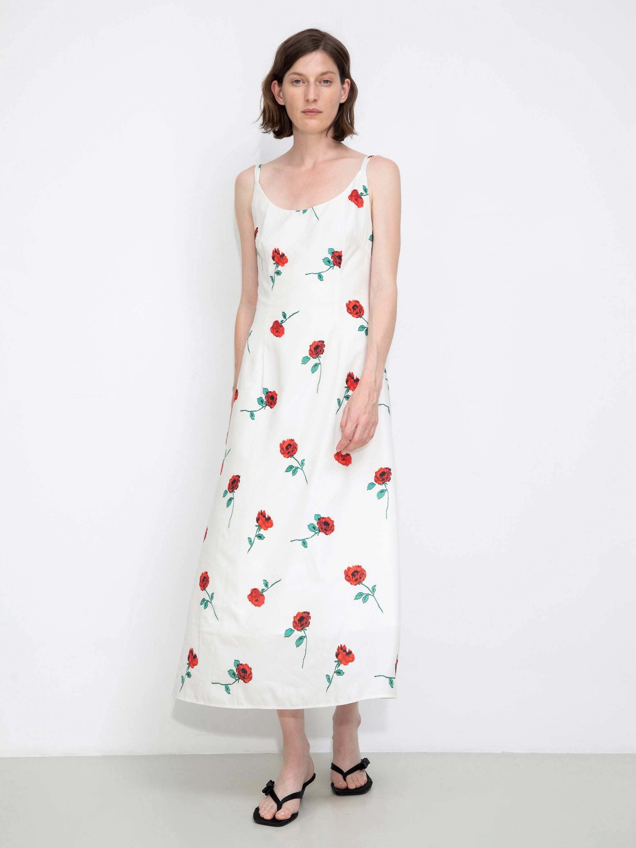 Rose Printed Fitted Sling Dress-2