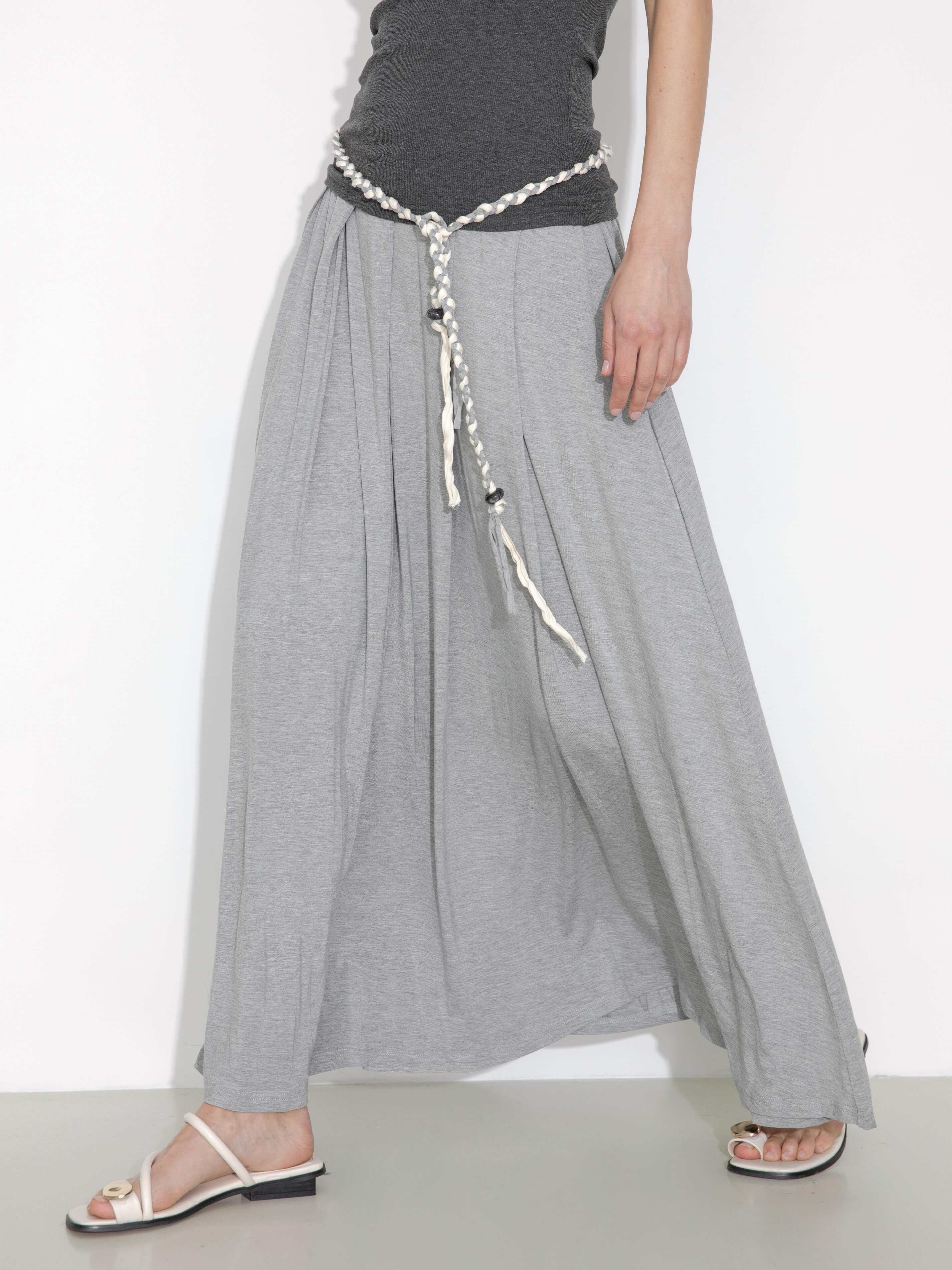 Pleated Hand-Braided High-Stretch Maxi Skirt-2