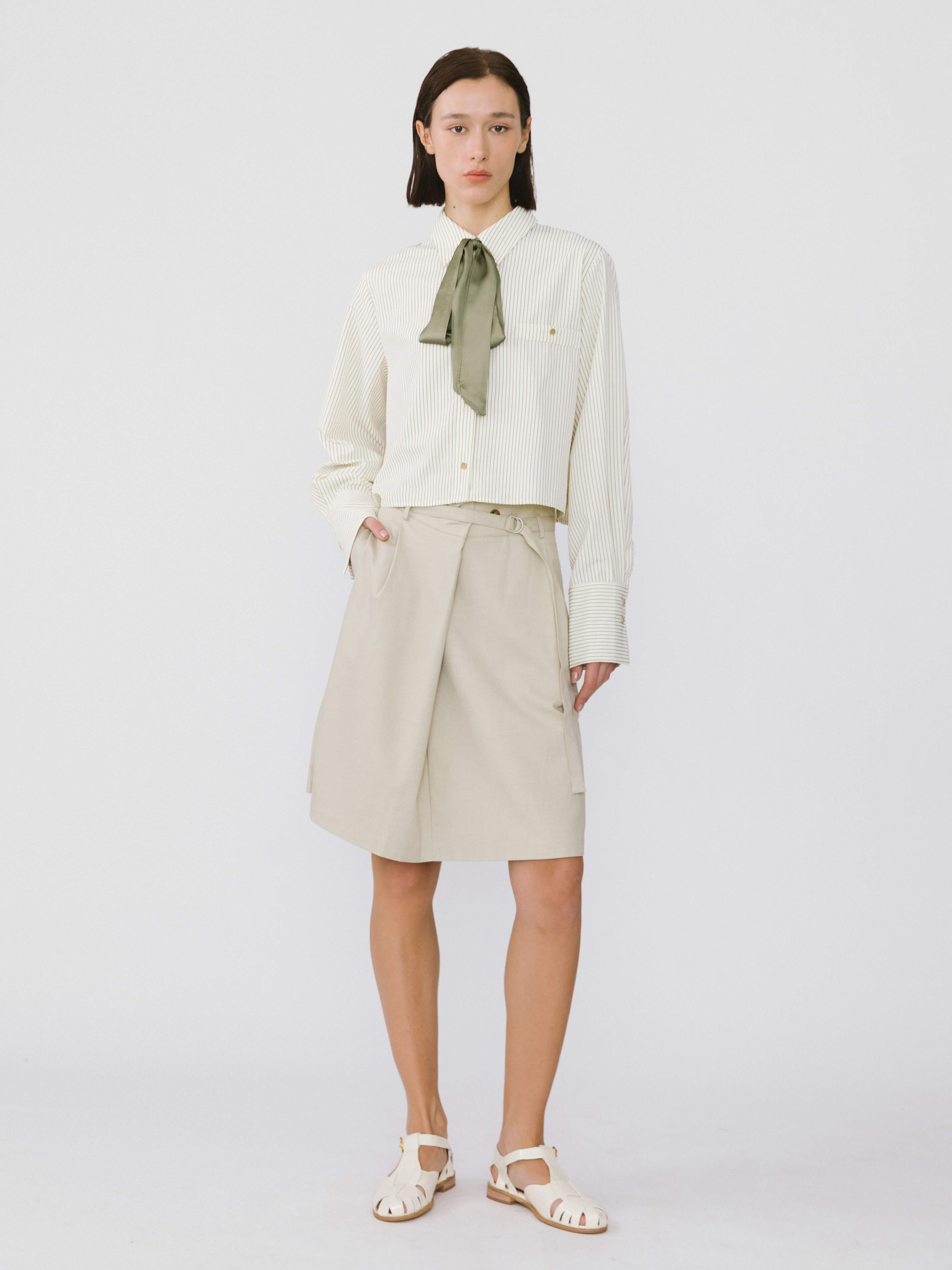 A-line Round Skirt with Wool Blend-2