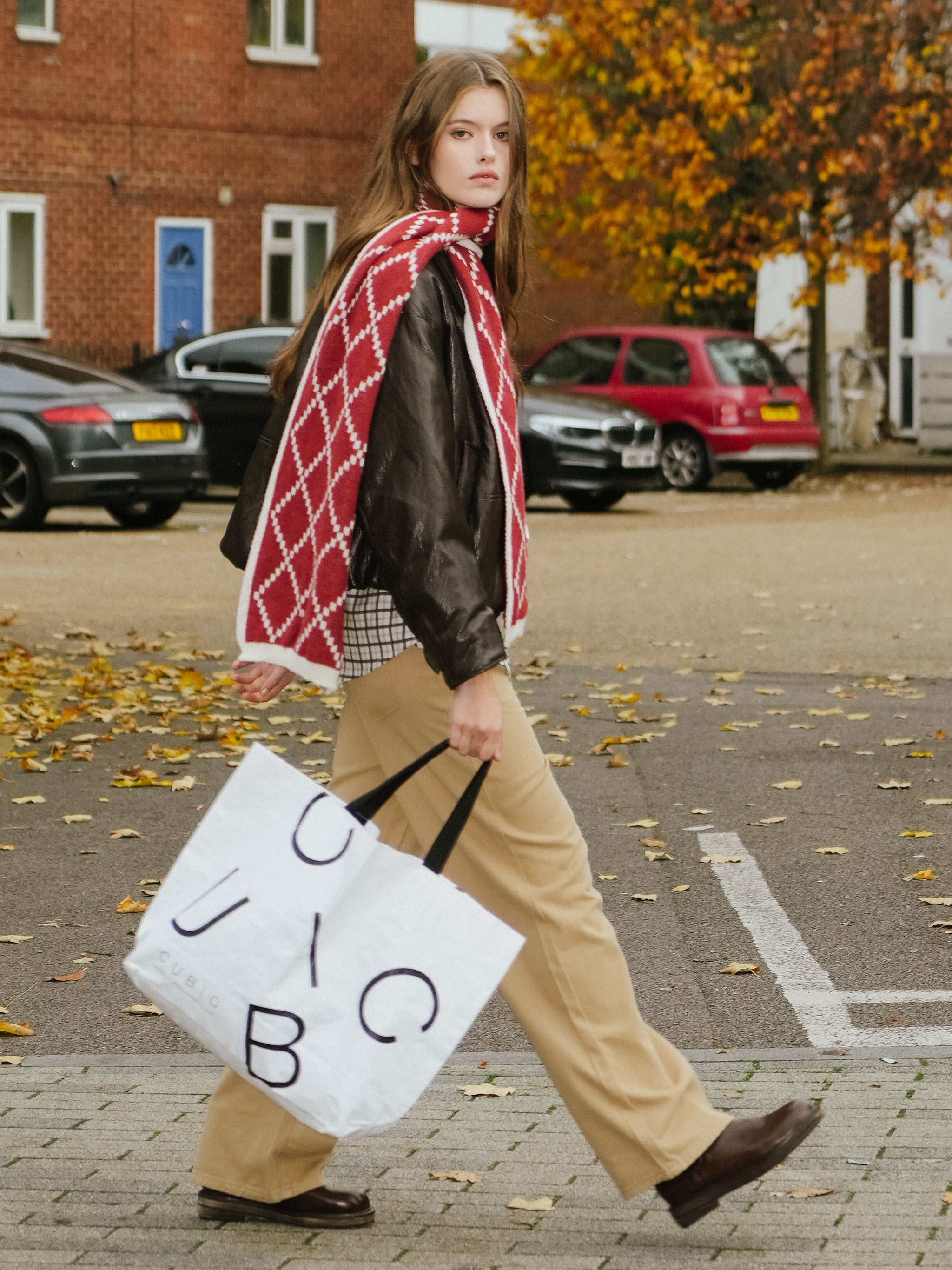 Wool Blend Double-Jacquard Check Scarf-2