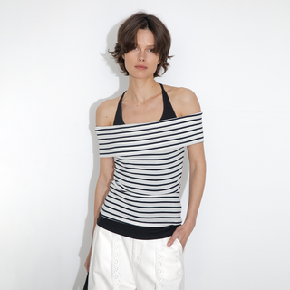 Striped Off-Shoulder Short-Sleeve Top