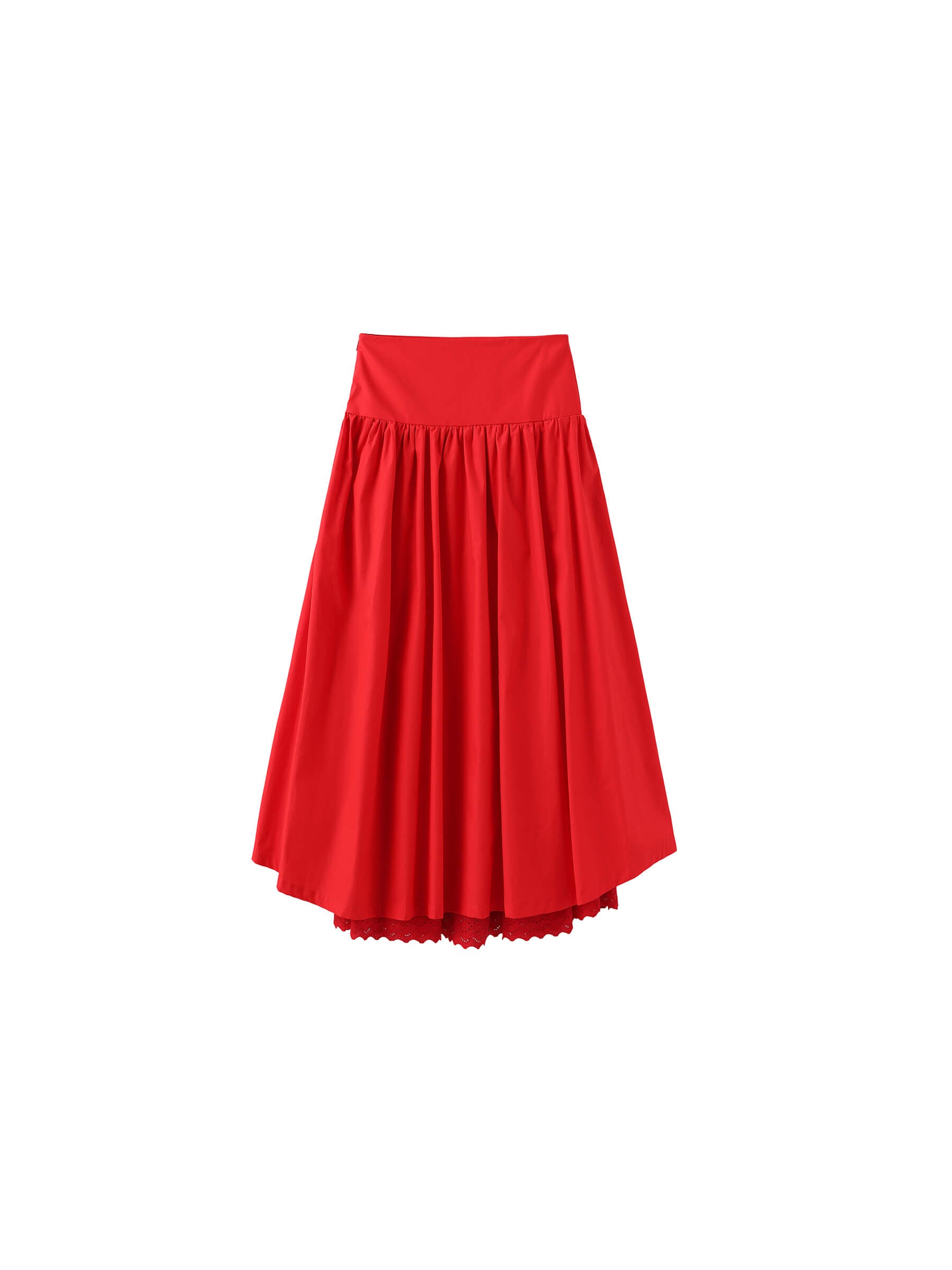 100% Cotton Double Layer Lace A-Line Skirt-13