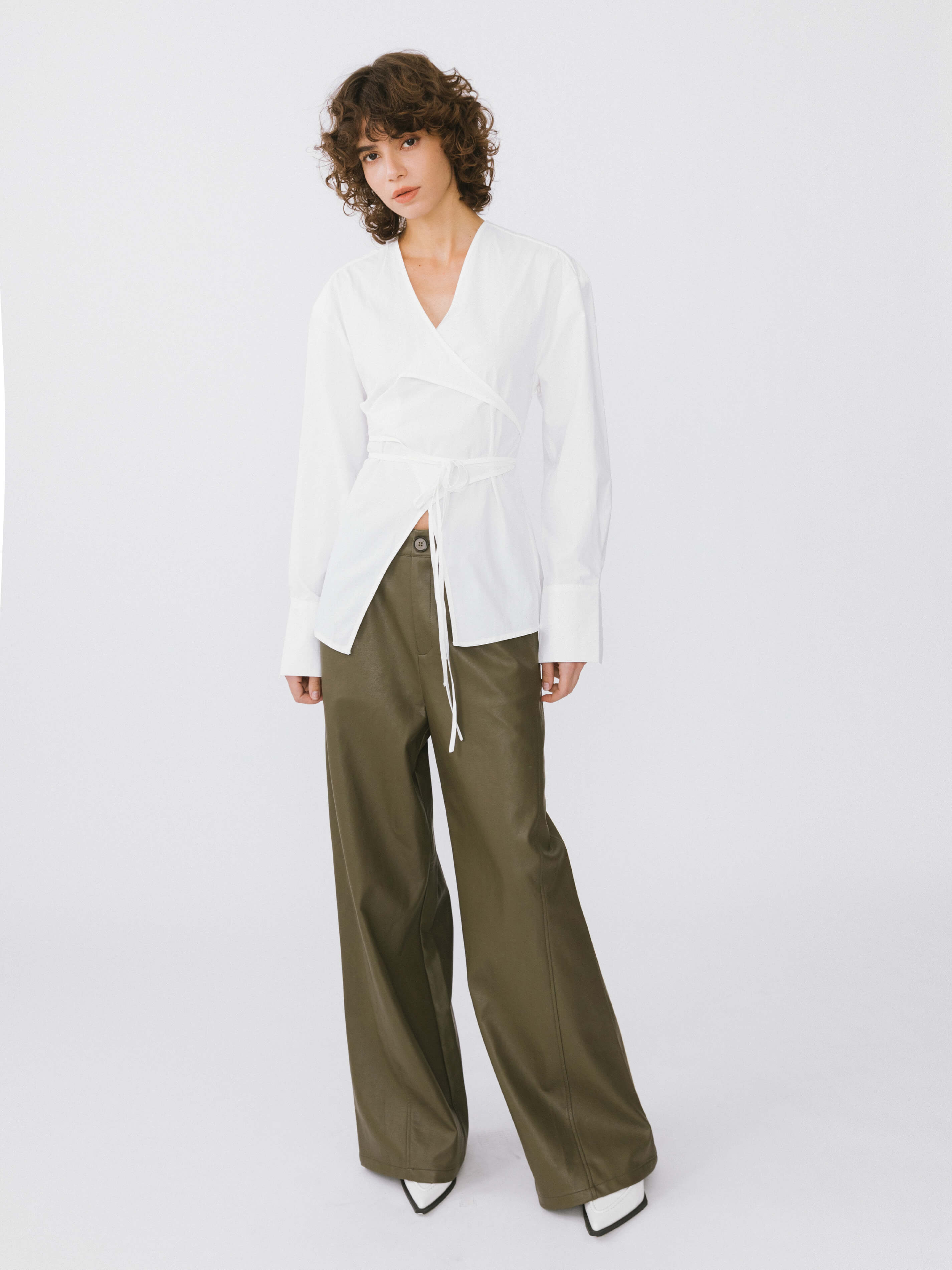 V-Neck Criss-Crossed Layered Blouse-2