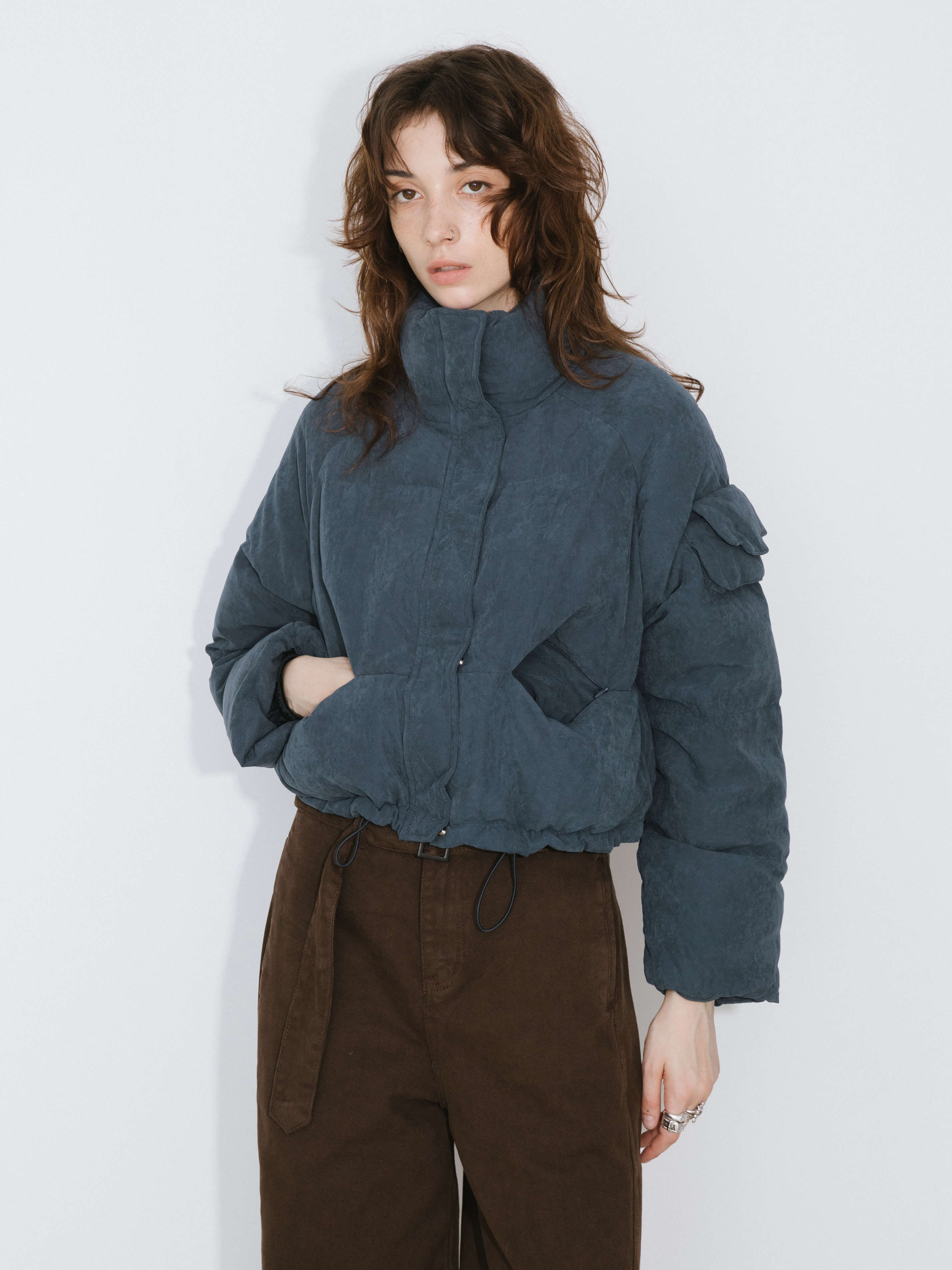 High Neck Short Puffer Down Coat-2