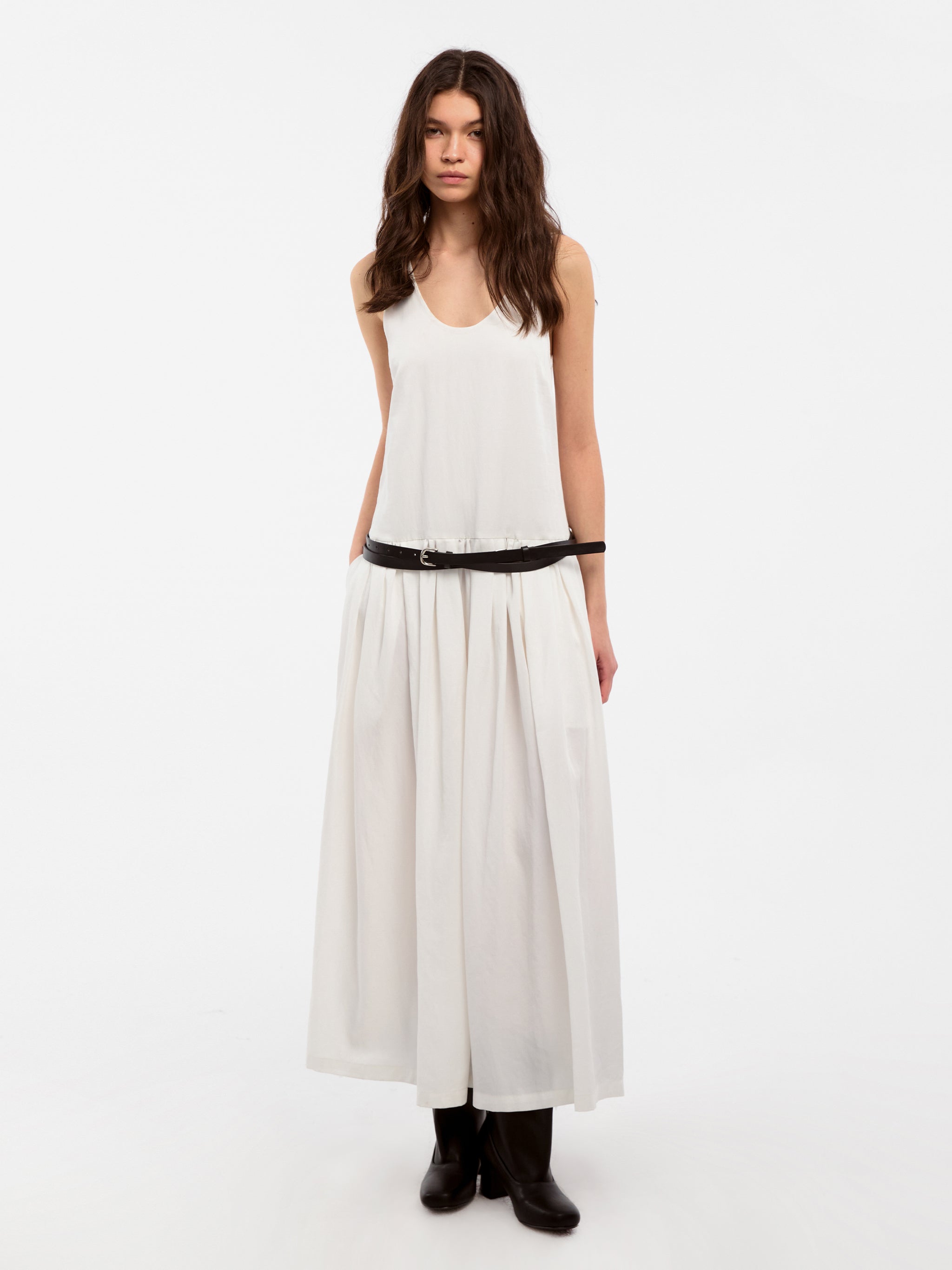 CUBIC Lyocell Solid Color Long Dress-2