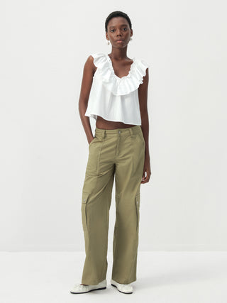 CUBIC Ruffle V-Neck Sleeveless Blouse