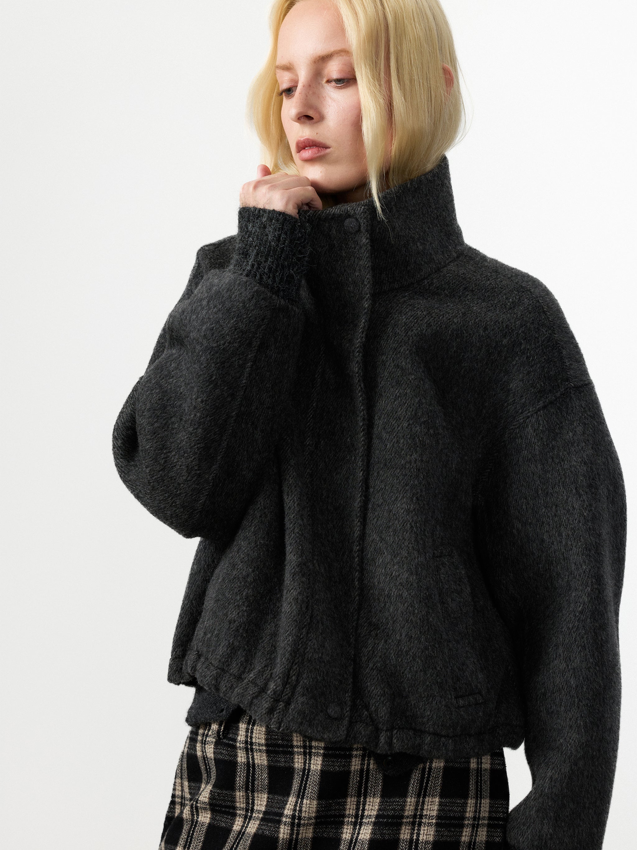 CUBIC 100% Wool Relaxed Cropped Wool Jacket-2