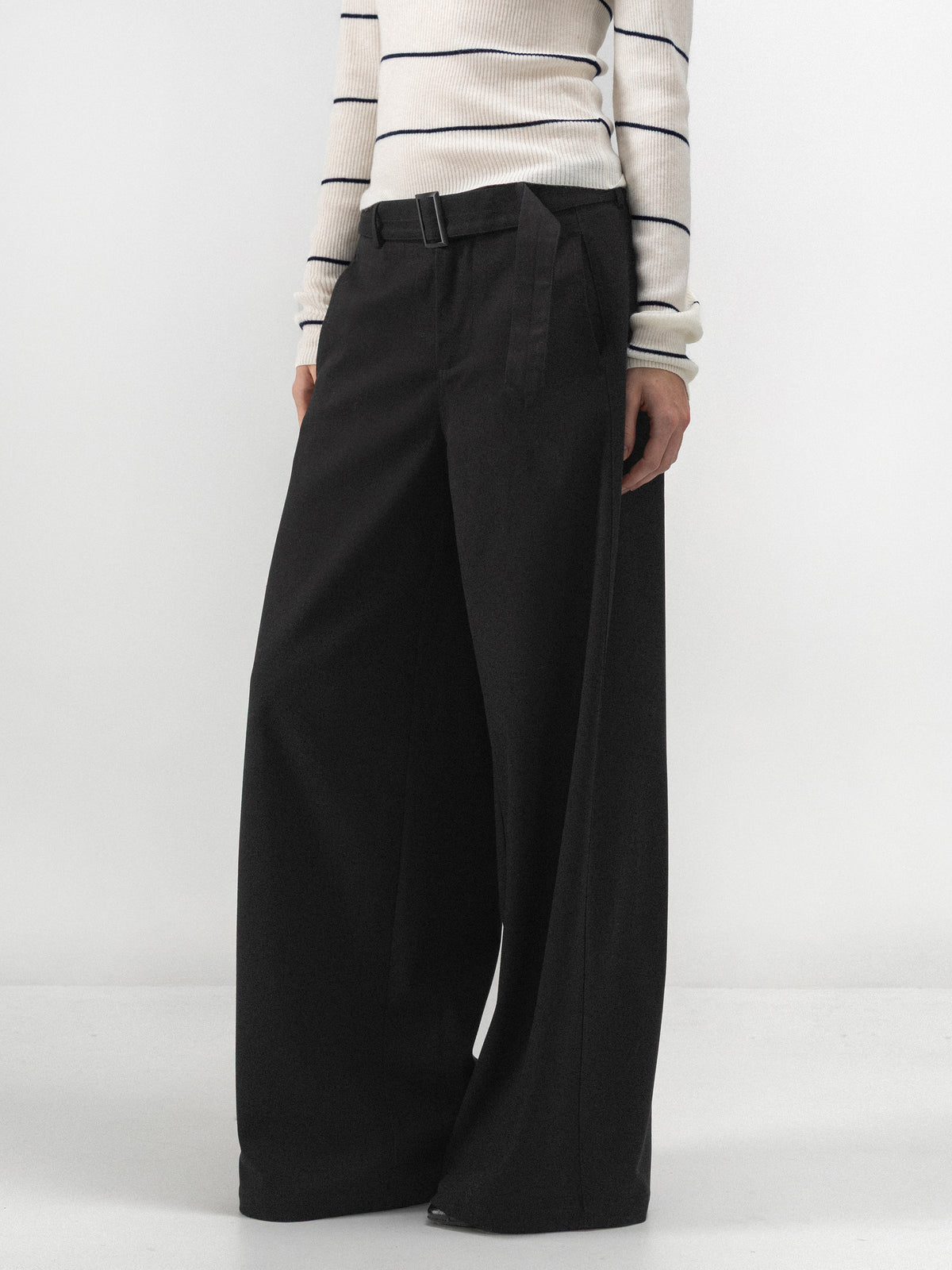 CUBIC Belted Wide-Leg Tailored Trousers-2