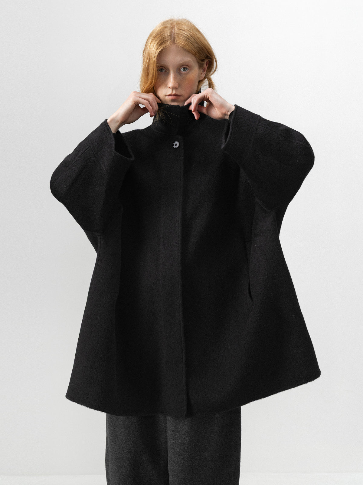 CUBIC Stand-Collar Double-Faced Wool Coat-3