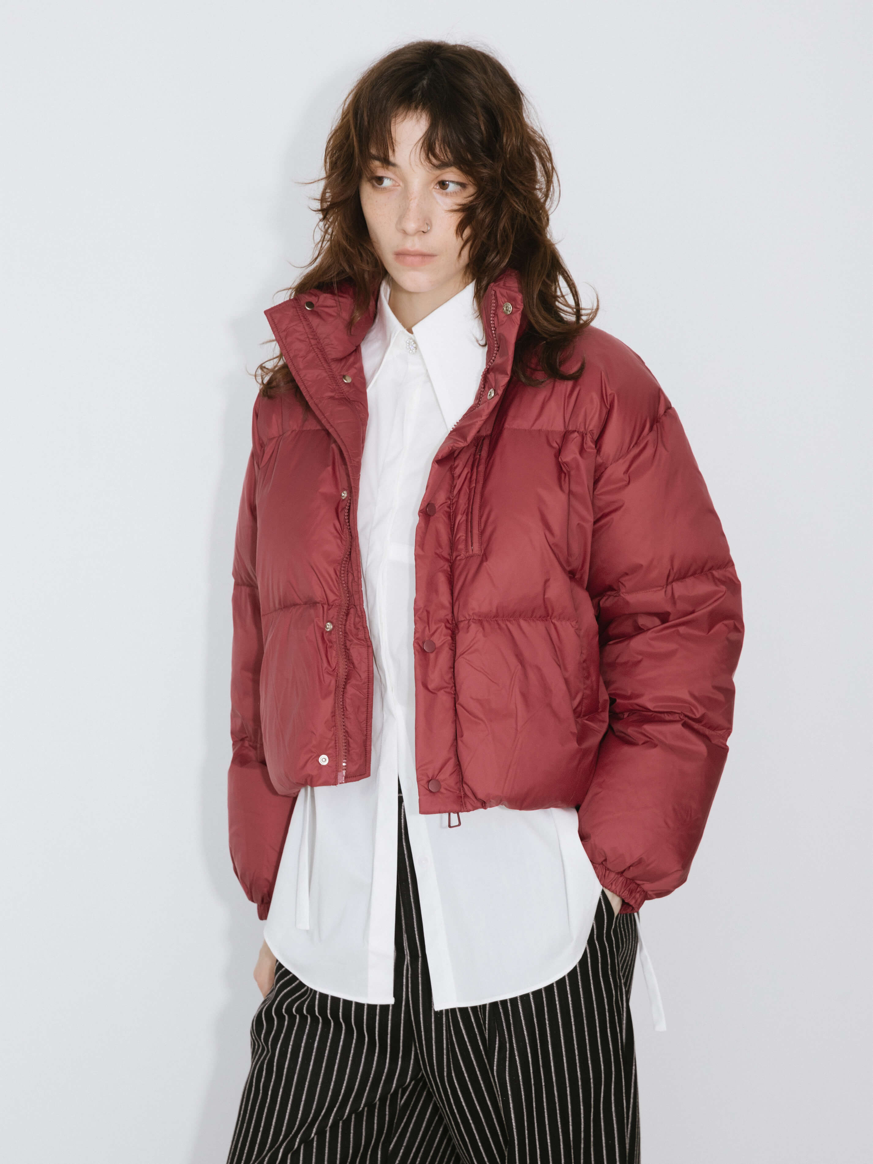 Cropped High Neck Down Coat-2