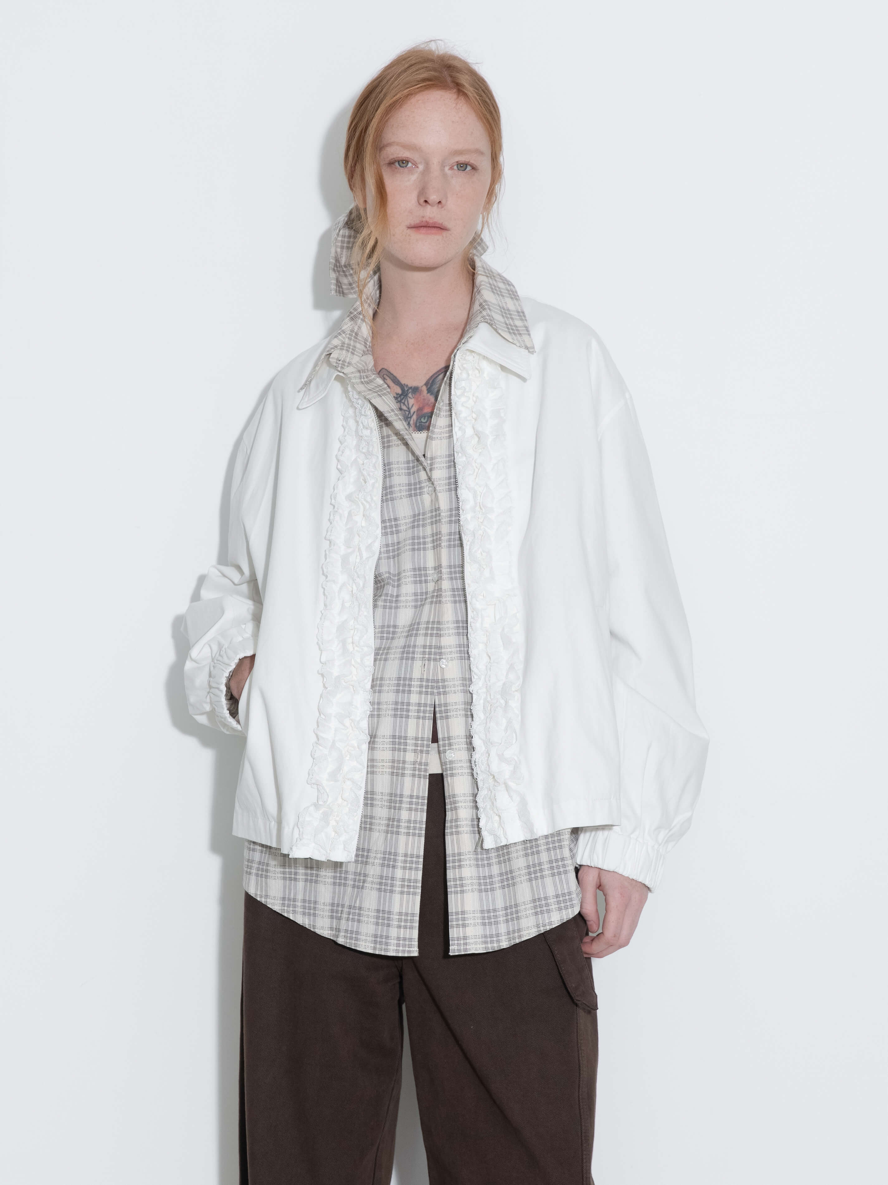 Cotton Ruffles Zipper Jacket with Elastic Cuffs-9