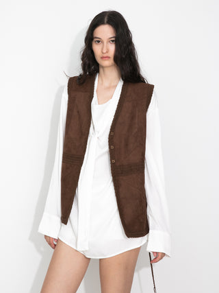 Faux Suede Panelled Vest Top