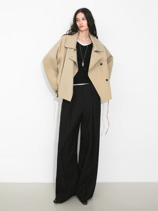 Cropped Drawstring Trench Jacket