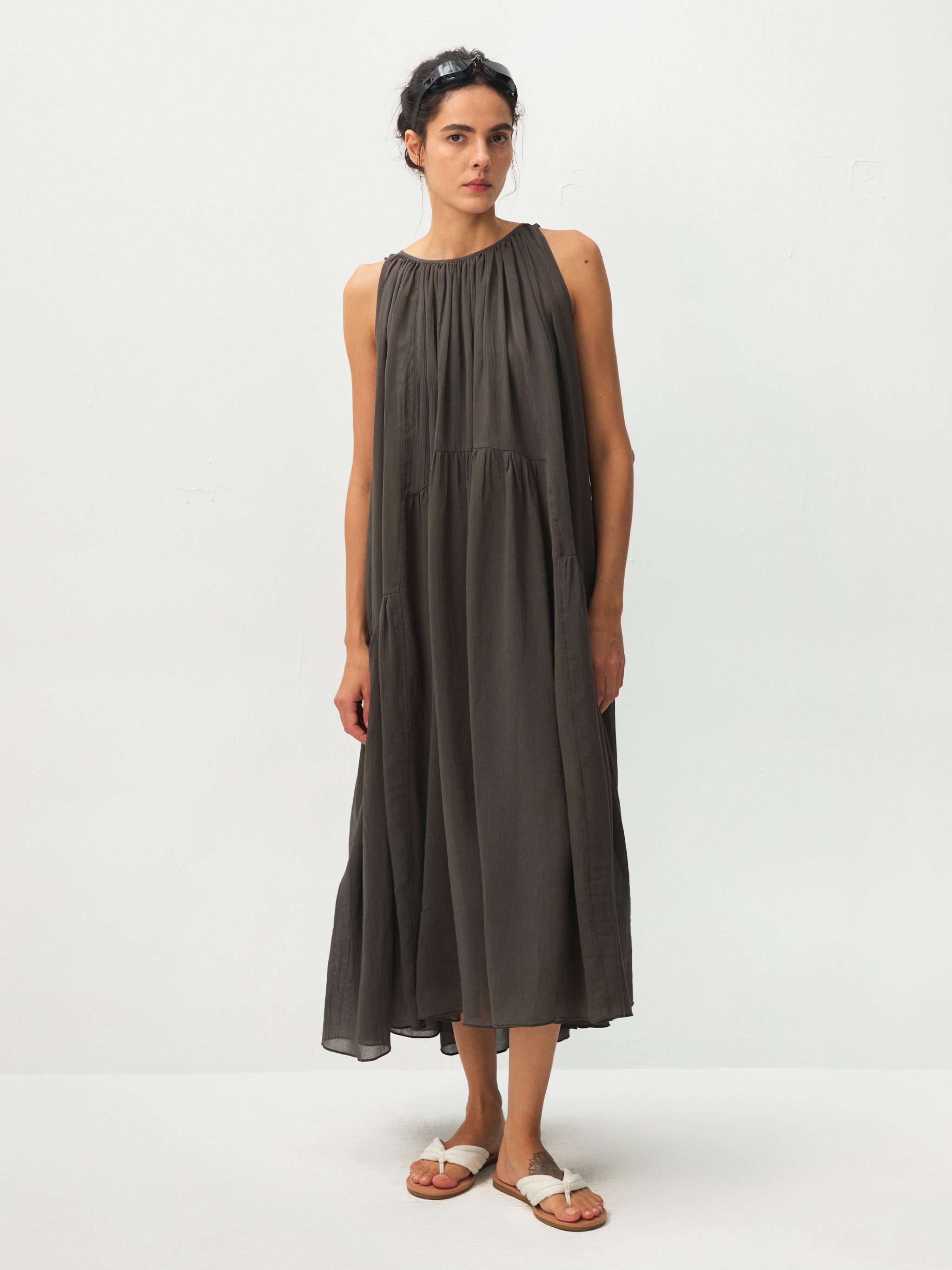 CUBIC Tiered Halter Neck Lyocell Midi Dress-2