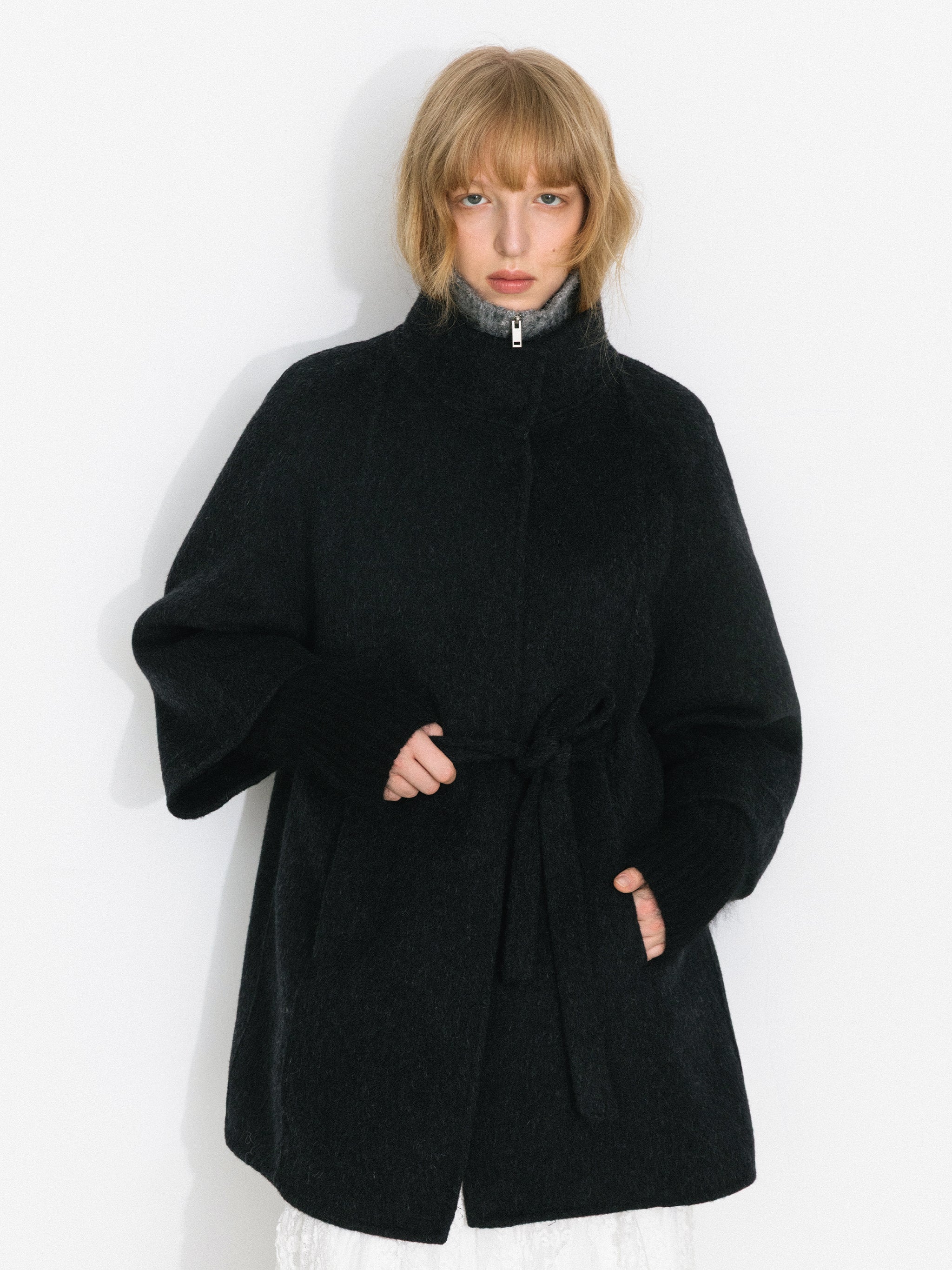Minimal Wool-Blend Waist-Defined Coat-2